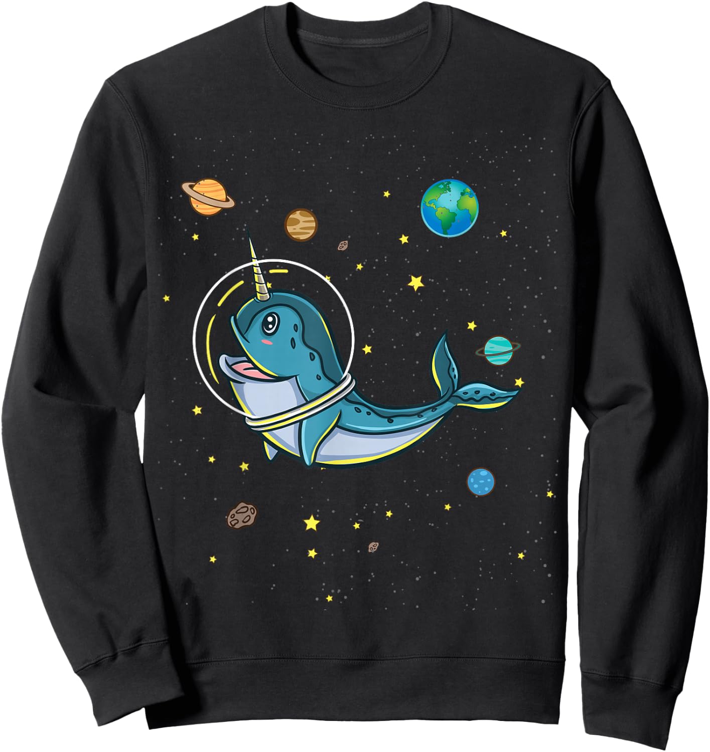 Narwhal In Space Narwhal Lover Sweatshirt - Sweatshirt | Black