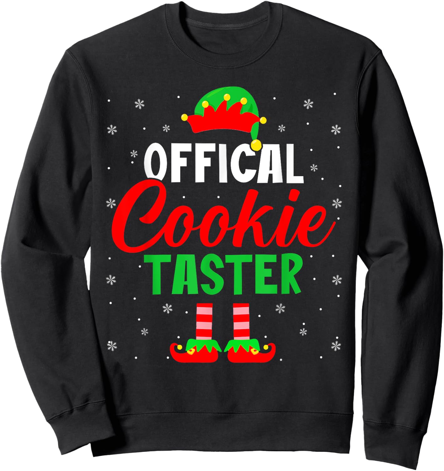Official Cookie Taster Christmas ELF Matching Family Group Sweatshirt - Sweatshirt | Black