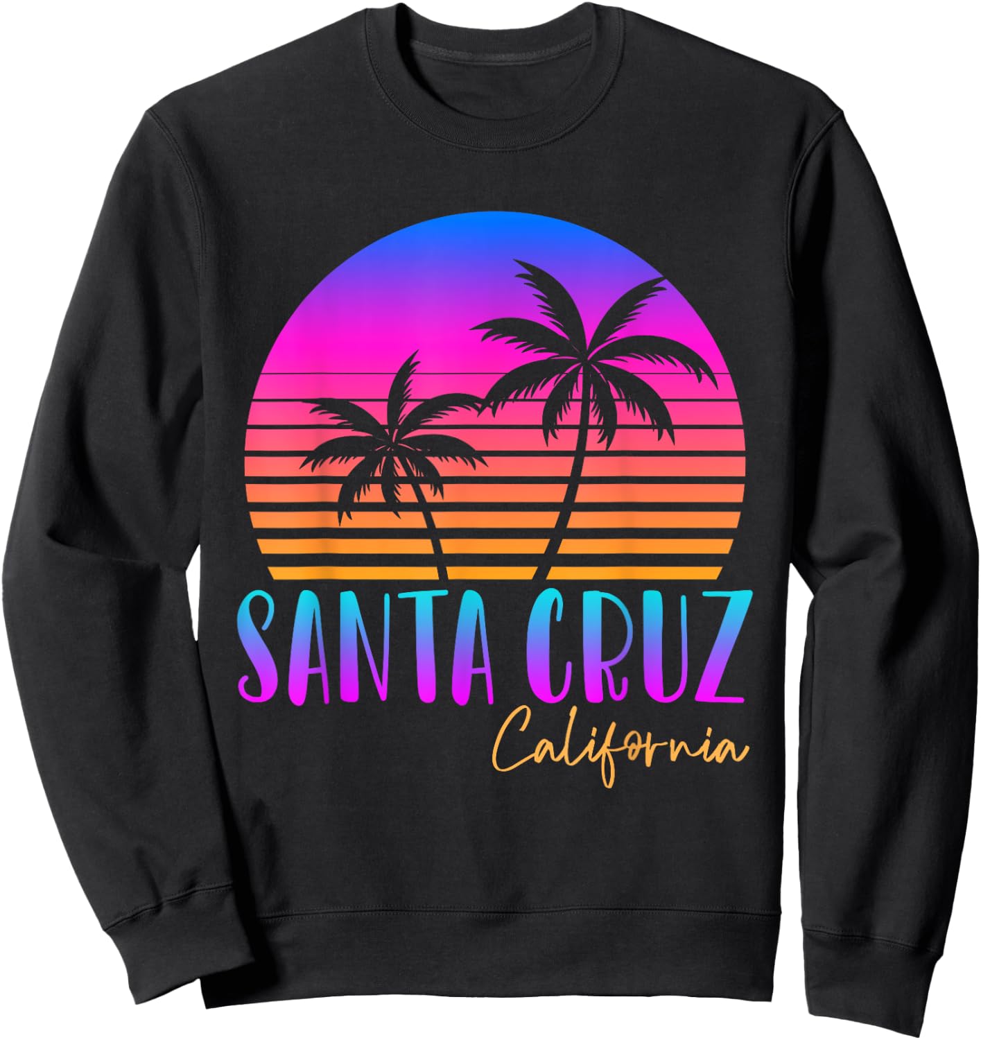 Santa Cruz California Summer Sun Palms Beach Sweatshirt - Sweatshirt | Black