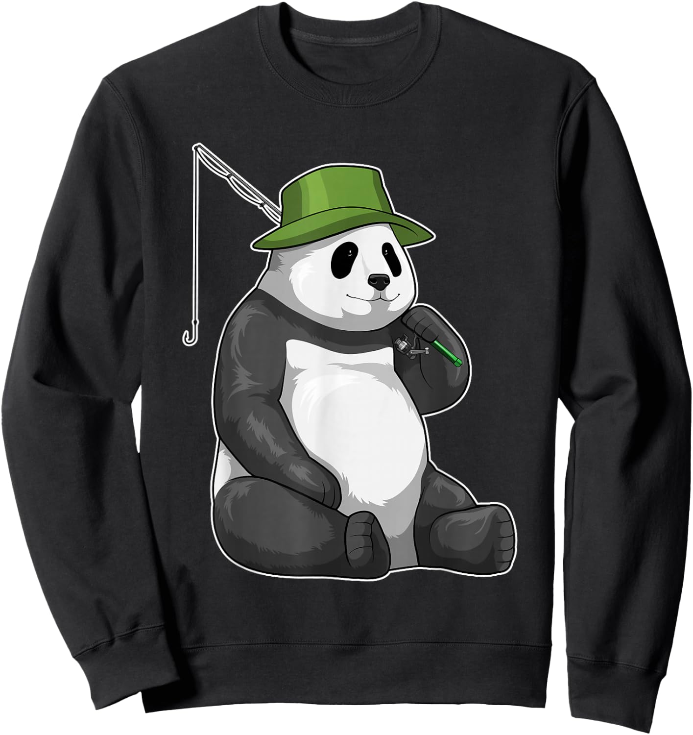 Panda Angler Fishing rod Fishing Sweatshirt - Sweatshirt | Black