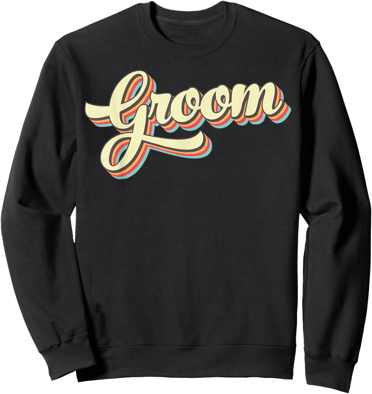 Groom Retro Art Baseball Font Vintage Sweatshirt - Sweatshirt | Black
