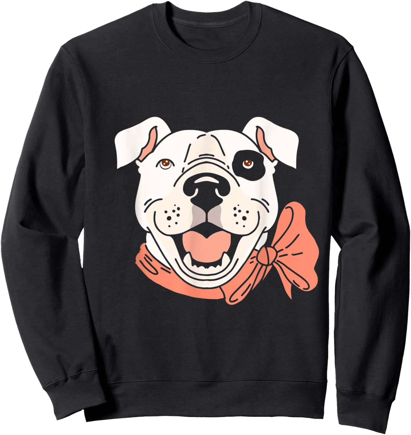 White with a Black Stain on a Eye and Brown Eyes, Pitbull Sweatshirt - Sweatshirt | Black