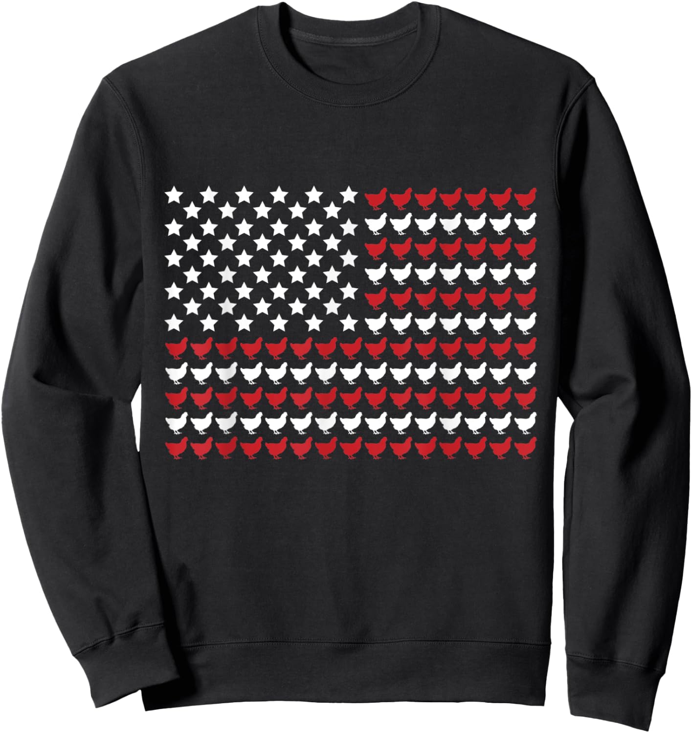 Chicken 4th of July Paw Print American Flag Women Kids Men Sweatshirt - Sweatshirt | Black
