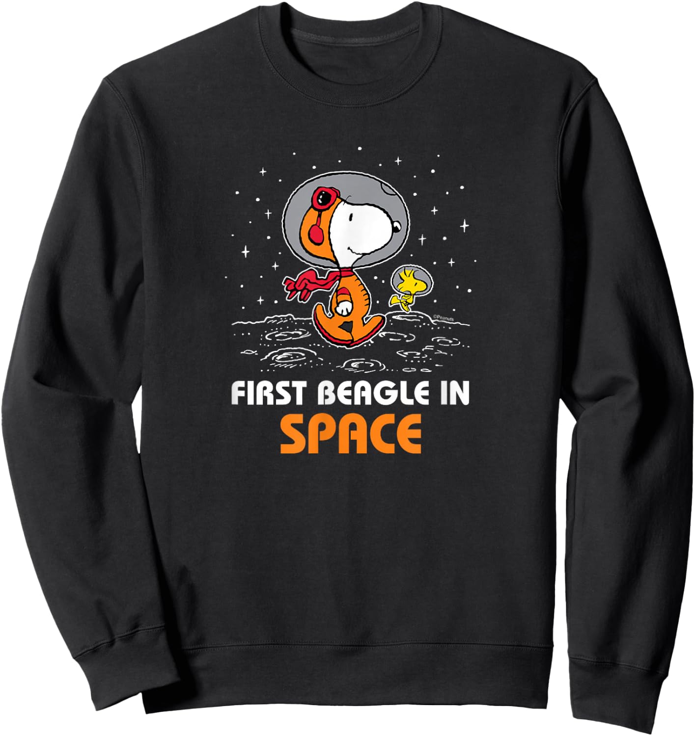 Peanuts - Snoopy and Woodstock First Beagle In Space Sweatshirt - Sweatshirt | Black