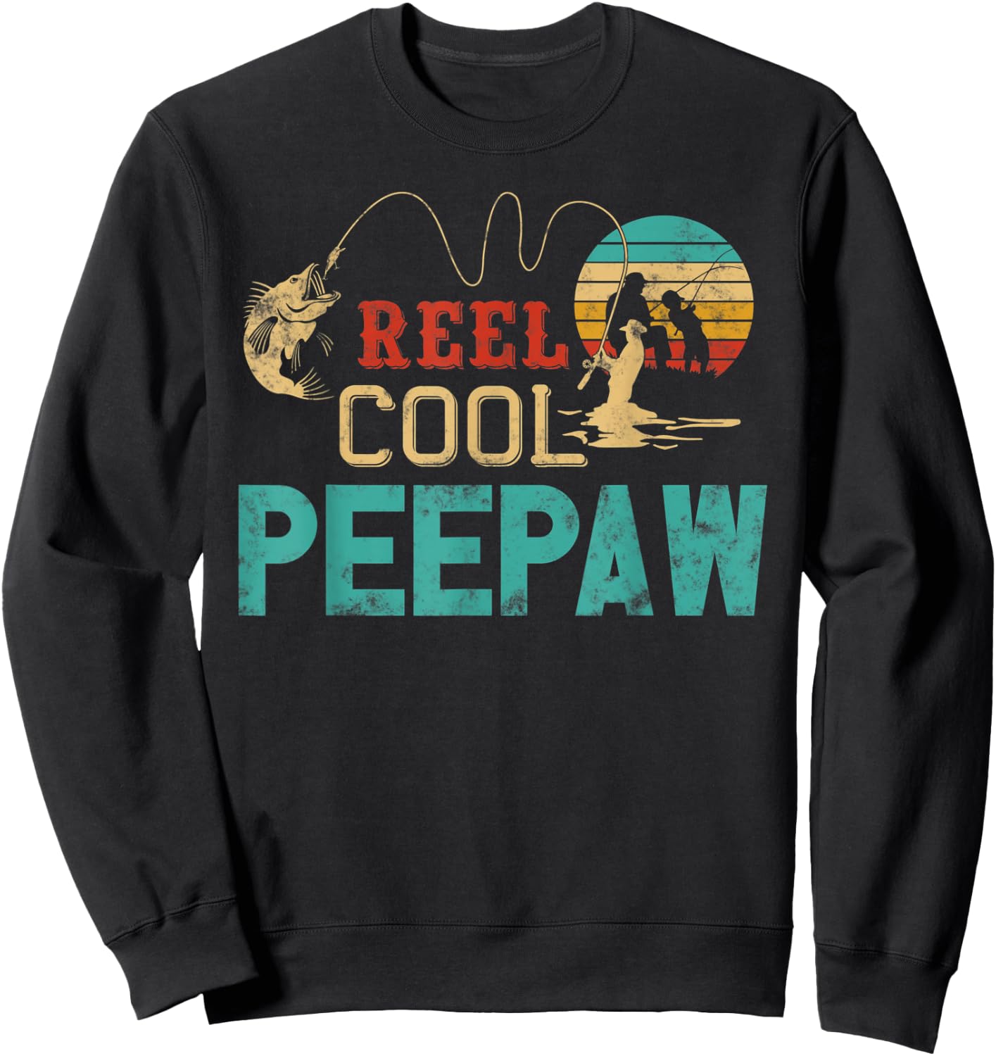 Reel Cool Peepaw vintage funny fishing rod gifts for Peepaw Sweatshirt - Sweatshirt | Black