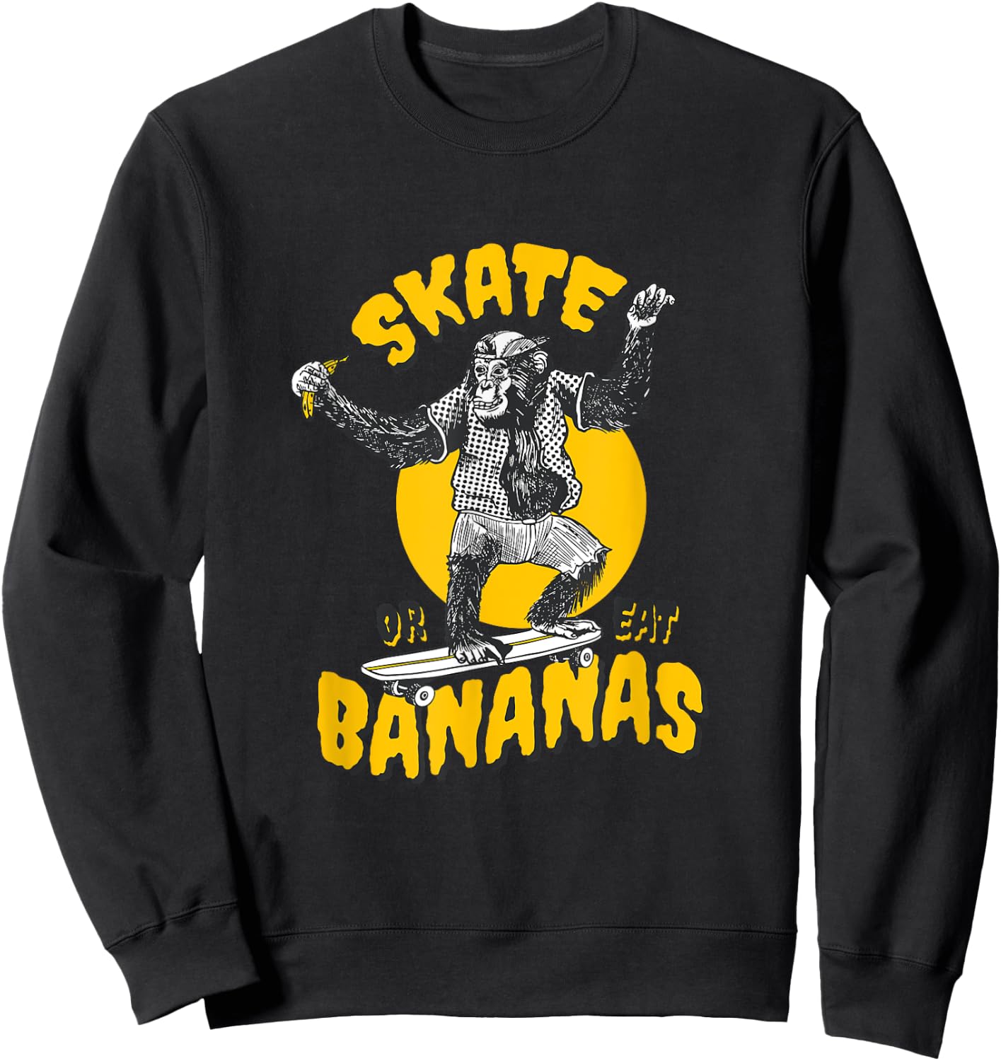 Skater Monkey Skateboard Sweatshirt - Sweatshirt | Black