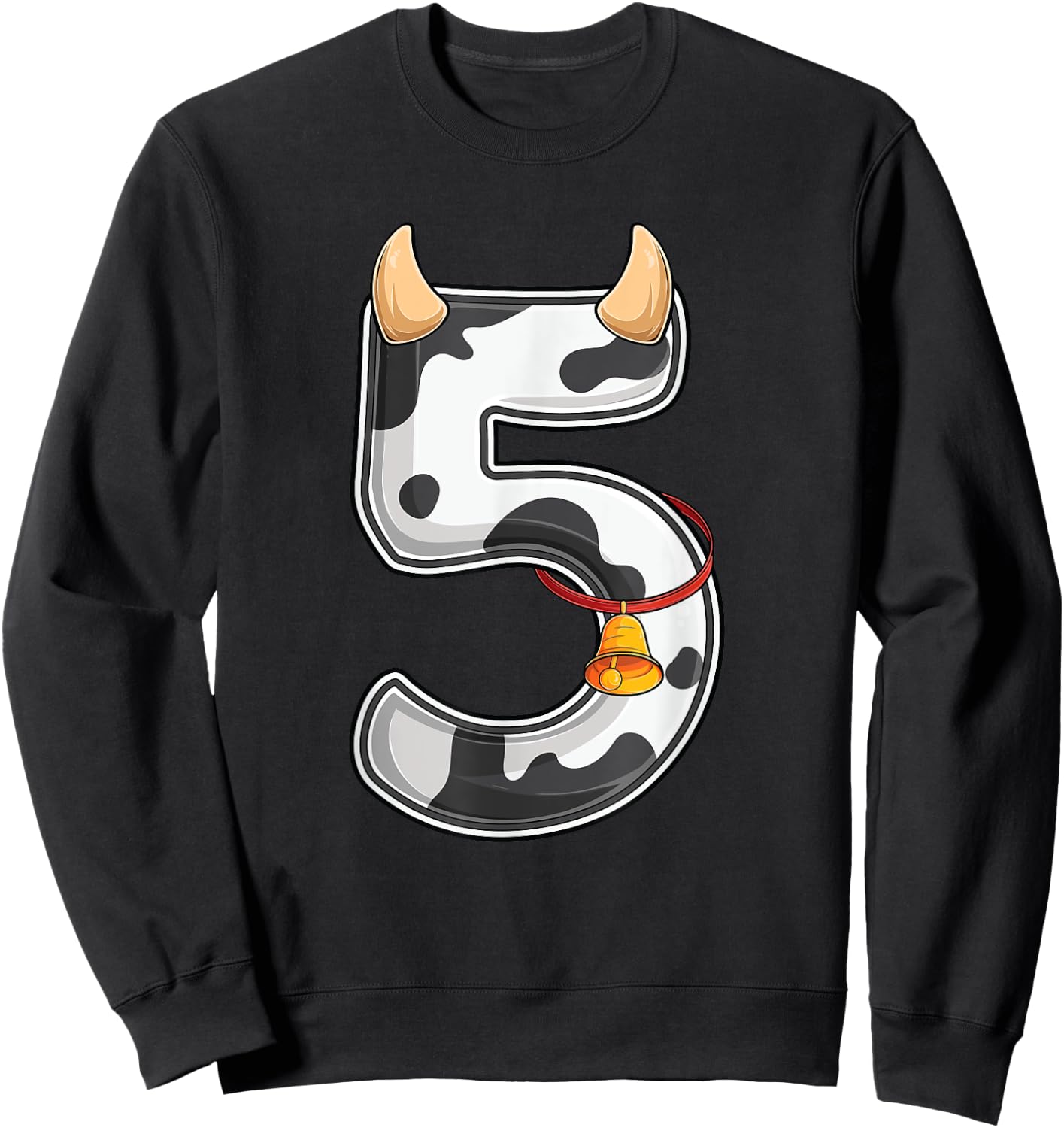 Cow Girl Boy Farmer Fifth 5th Birthday Five 5 Years Old Bday Sweatshirt - Sweatshirt | Black