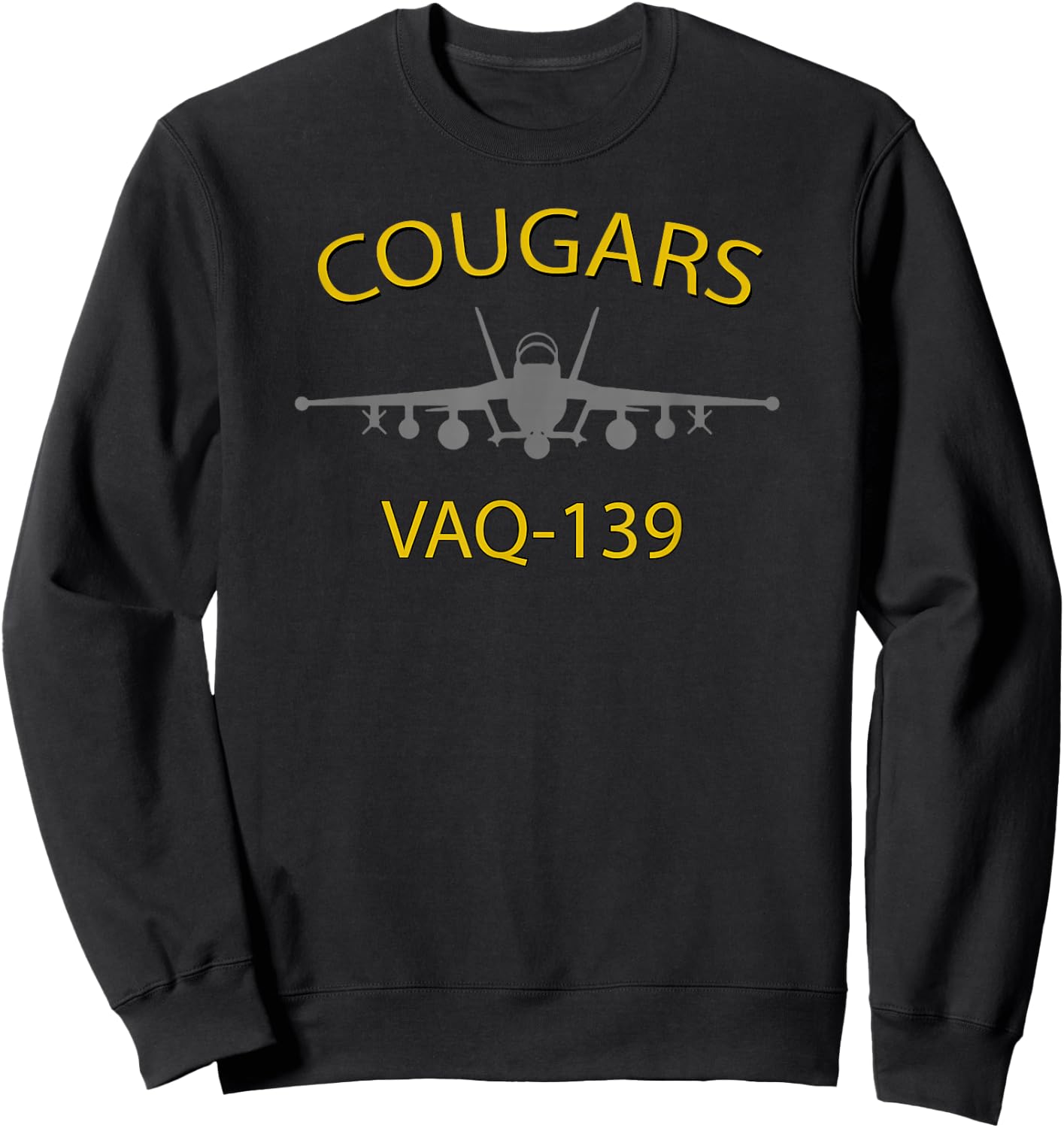 VAQ-139 "Cougars" Naval Squadron EA-18 Growler Jet Sweatshirt - Sweatshirt | Black