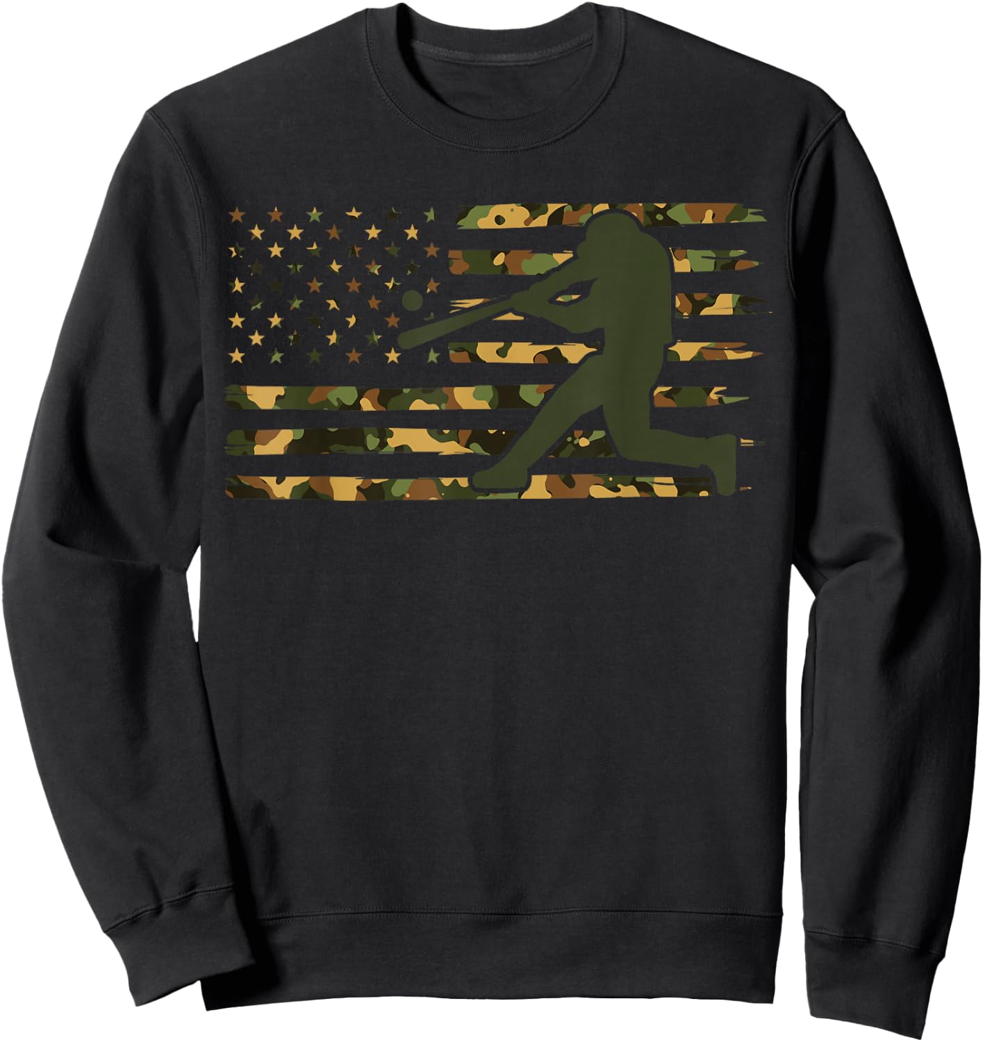 Camo USA Flag Baseball - American Flag Baseball Sweatshirt - Sweatshirt | Black