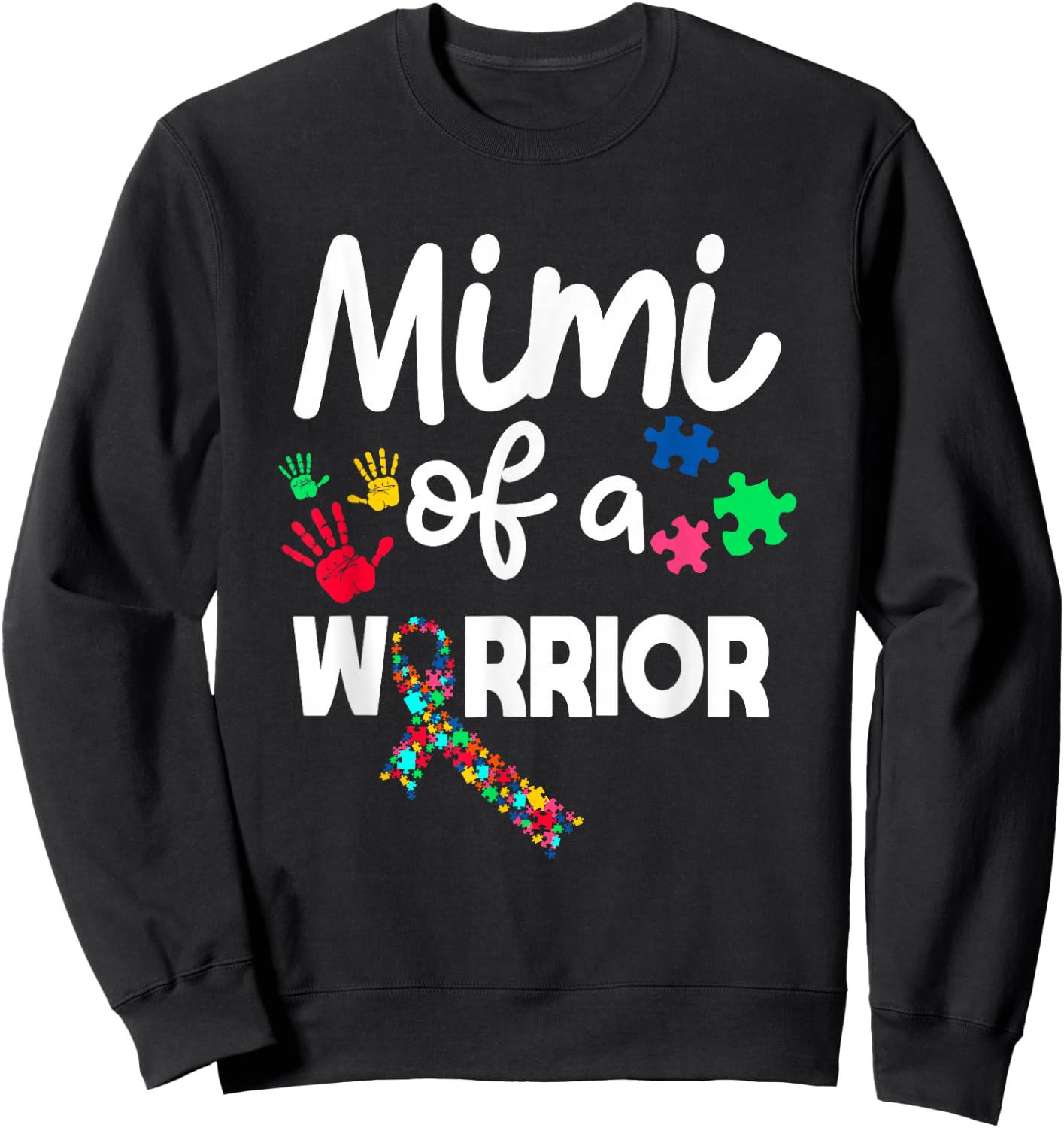 Mimi Of A Warrior Autism Awareness Autistic Autism Moms Sweatshirt - Sweatshirt | Black