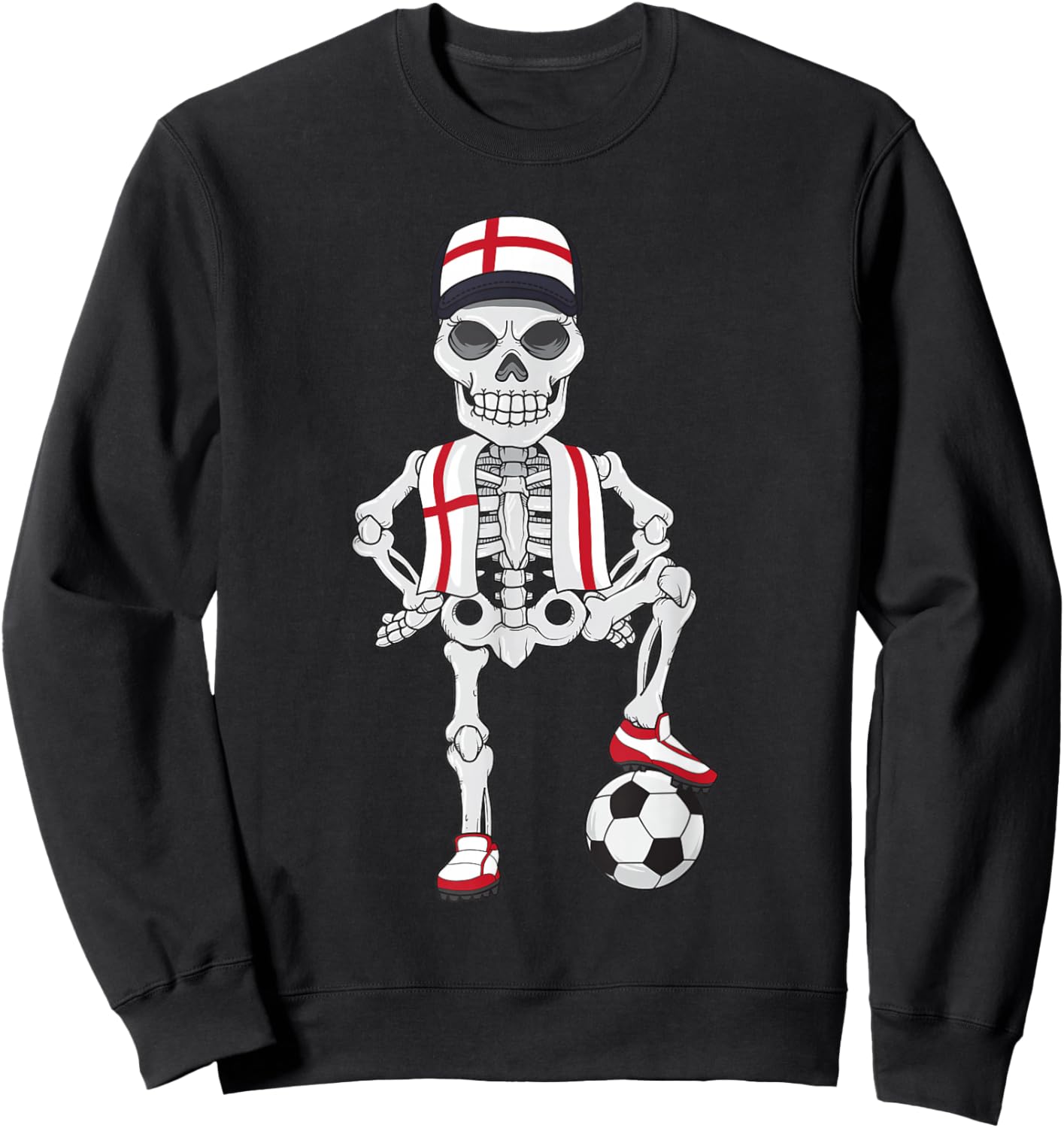 England Soccer Skeleton Fan Team Gift Sweatshirt - Sweatshirt | Black