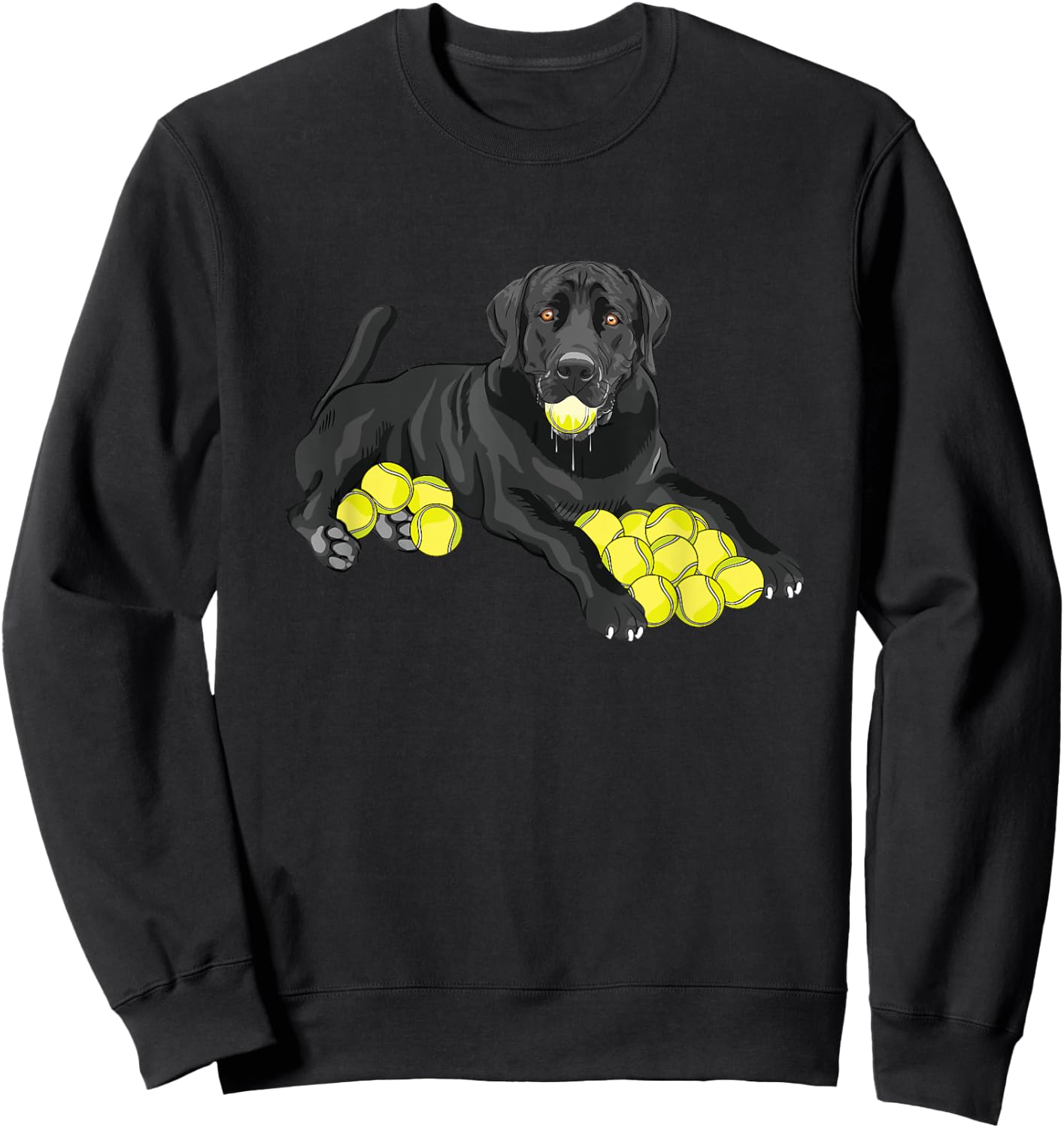 Black Labrador Retriever Tennis Ball Tennis Player Dog Lover Men Women Sweatshirt - Sweatshirt | Black