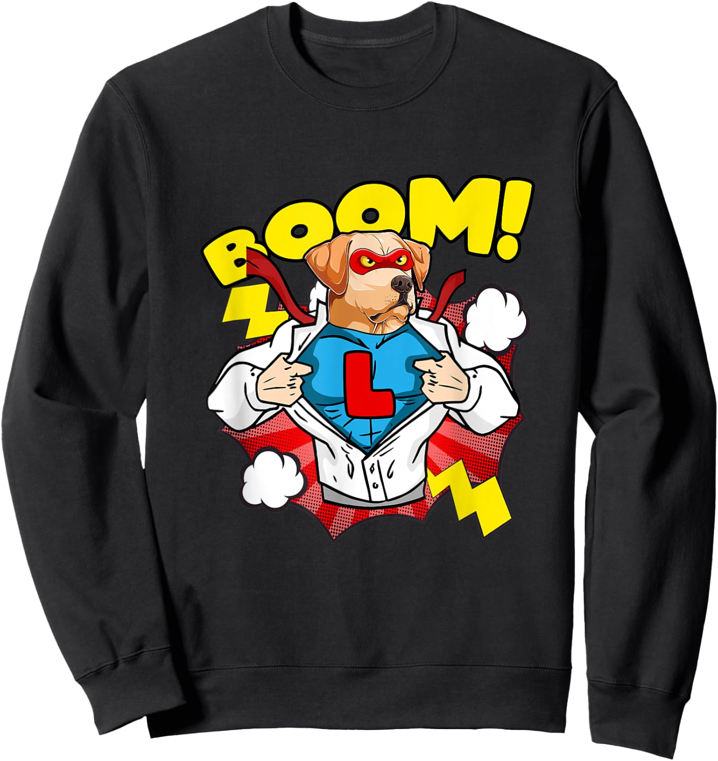 Labrador as Comic Super Hero Dog Men Women Kids Sweatshirt - Sweatshirt | Black