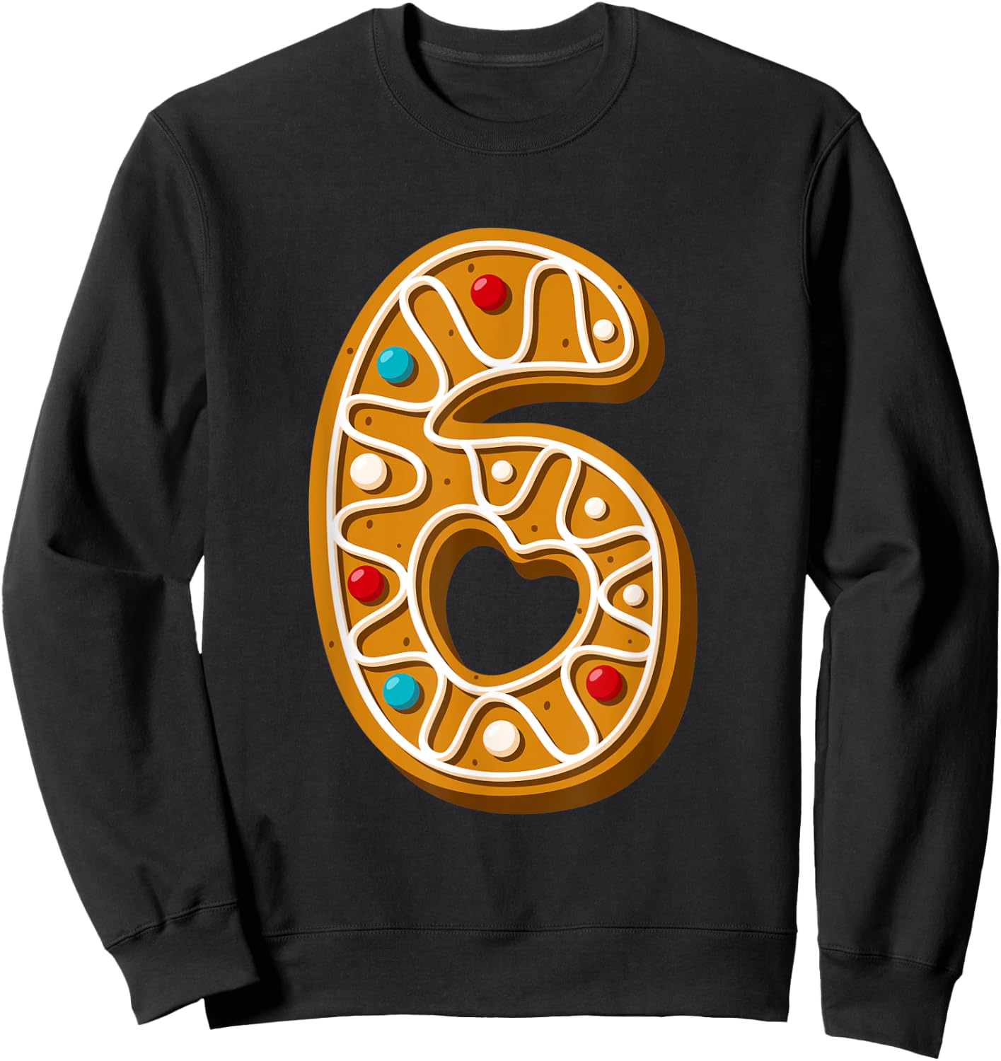 Six 6th Birthday 6 Years Old Christmas Cookie Girls and Boy Sweatshirt - Sweatshirt | Black