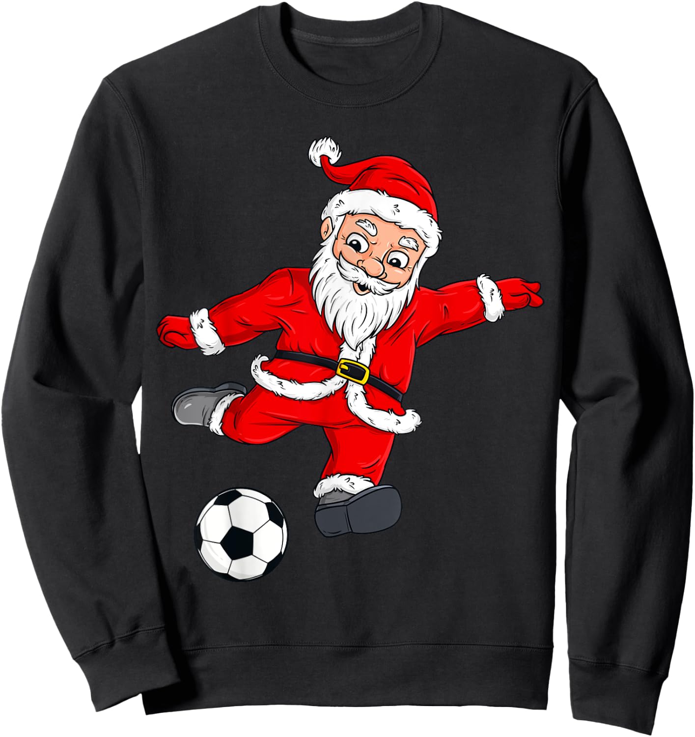Christmas Santa Claus Soccer Ball Funny Boys Girls Kids Xmas Sweatshirt - Sweatshirt | Black