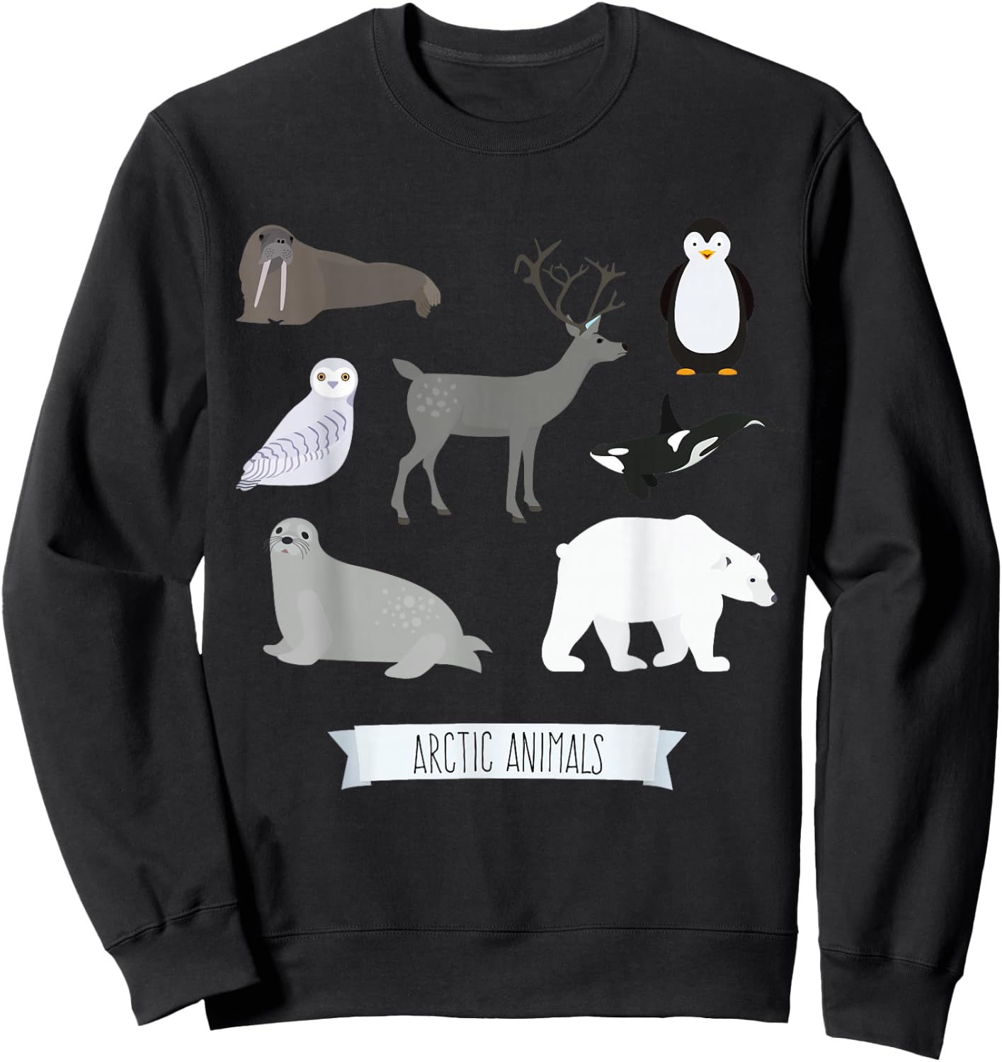 Arctic Animals Gift Walrus Penguin Polar Bear Arctic Kids Sweatshirt - Sweatshirt | Black