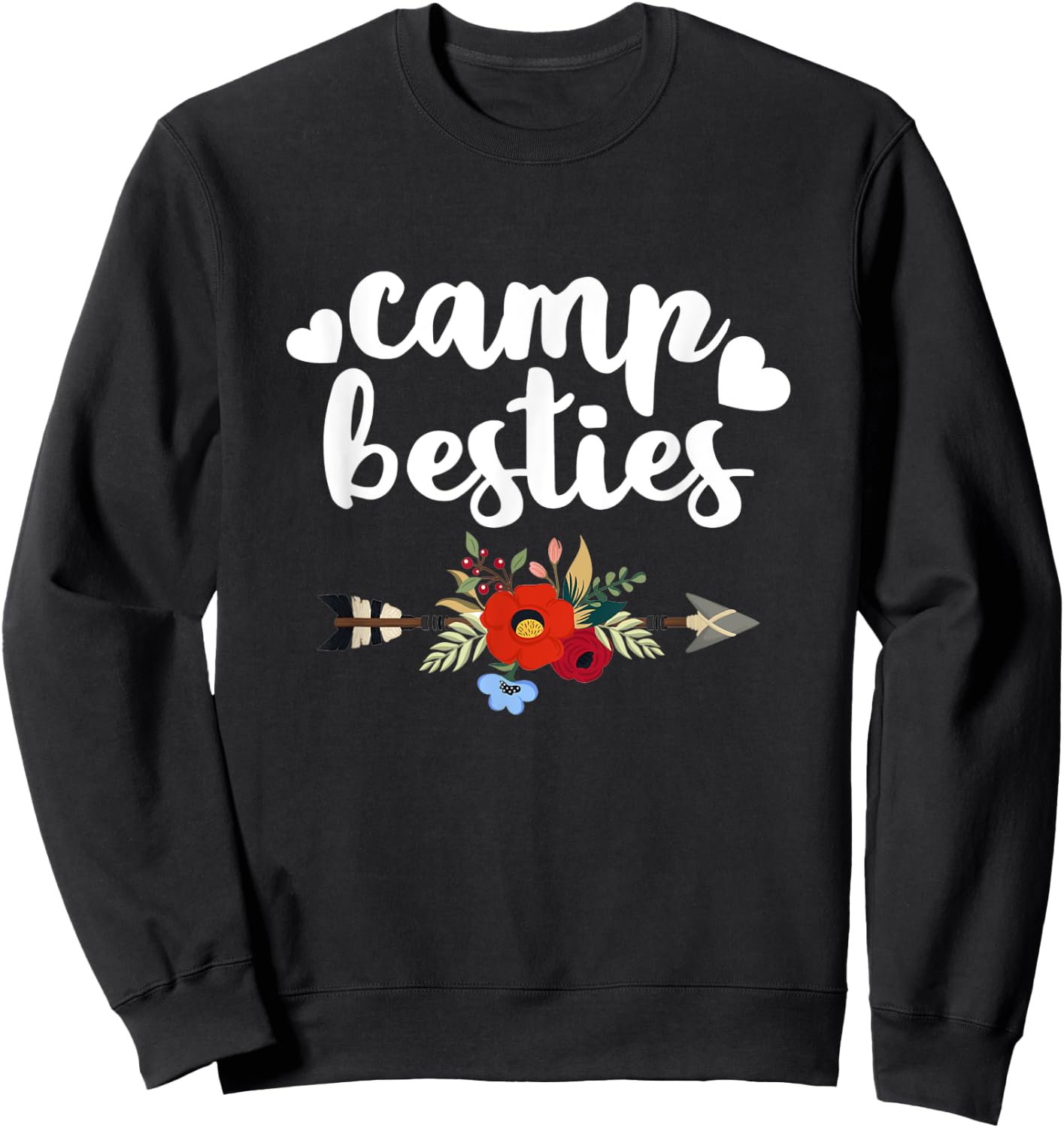 Funny Camp Besties Shirt Cute Best Friend Camper Gift Girl Sweatshirt - Sweatshirt | Black