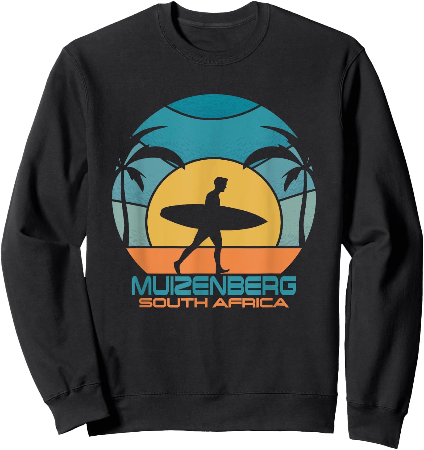 Muizenberg Surfing Beach Retro Surfing Summer Vacation Sweatshirt - Sweatshirt | Black