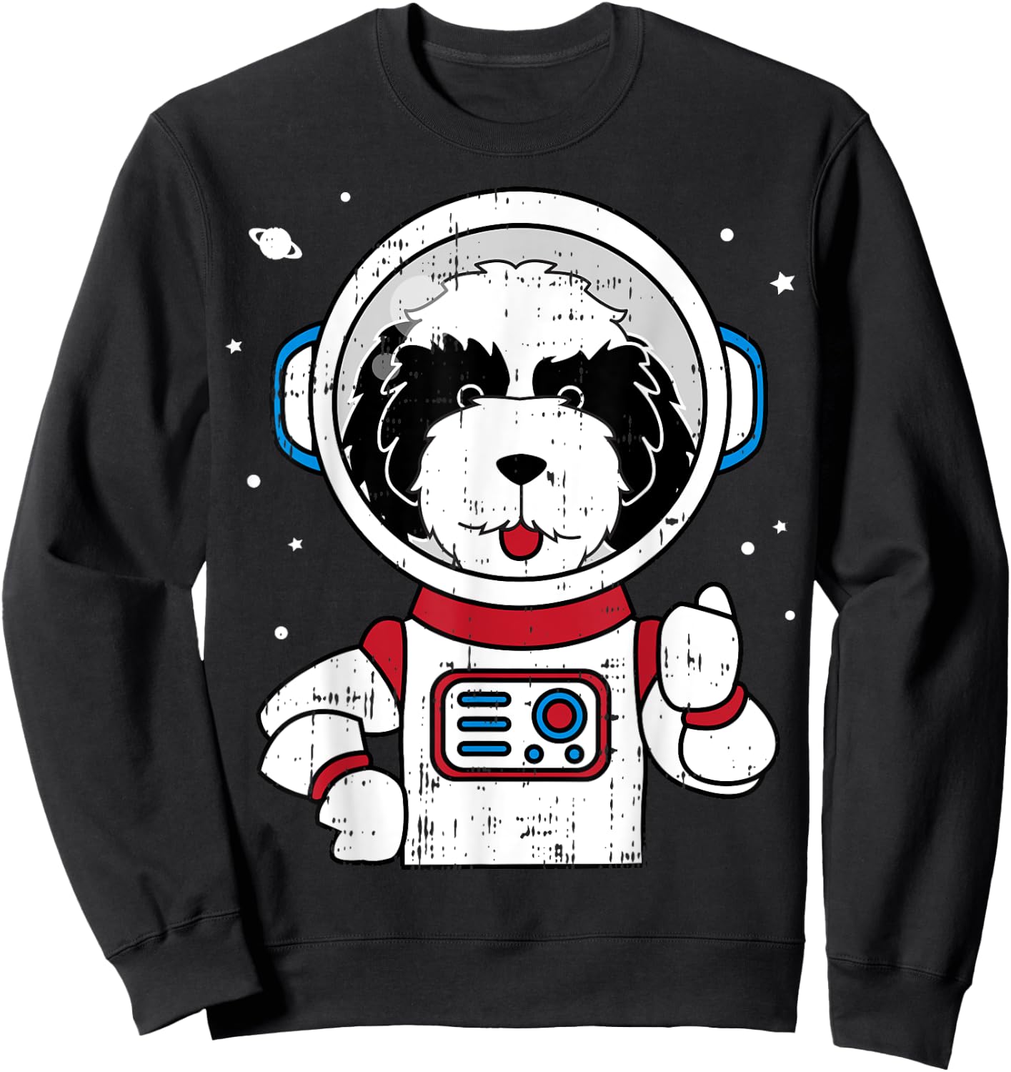 Sheepadoodle Astronaut Space Cute Dog Lover Gift Men Women Kids Sweatshirt - Sweatshirt | Black