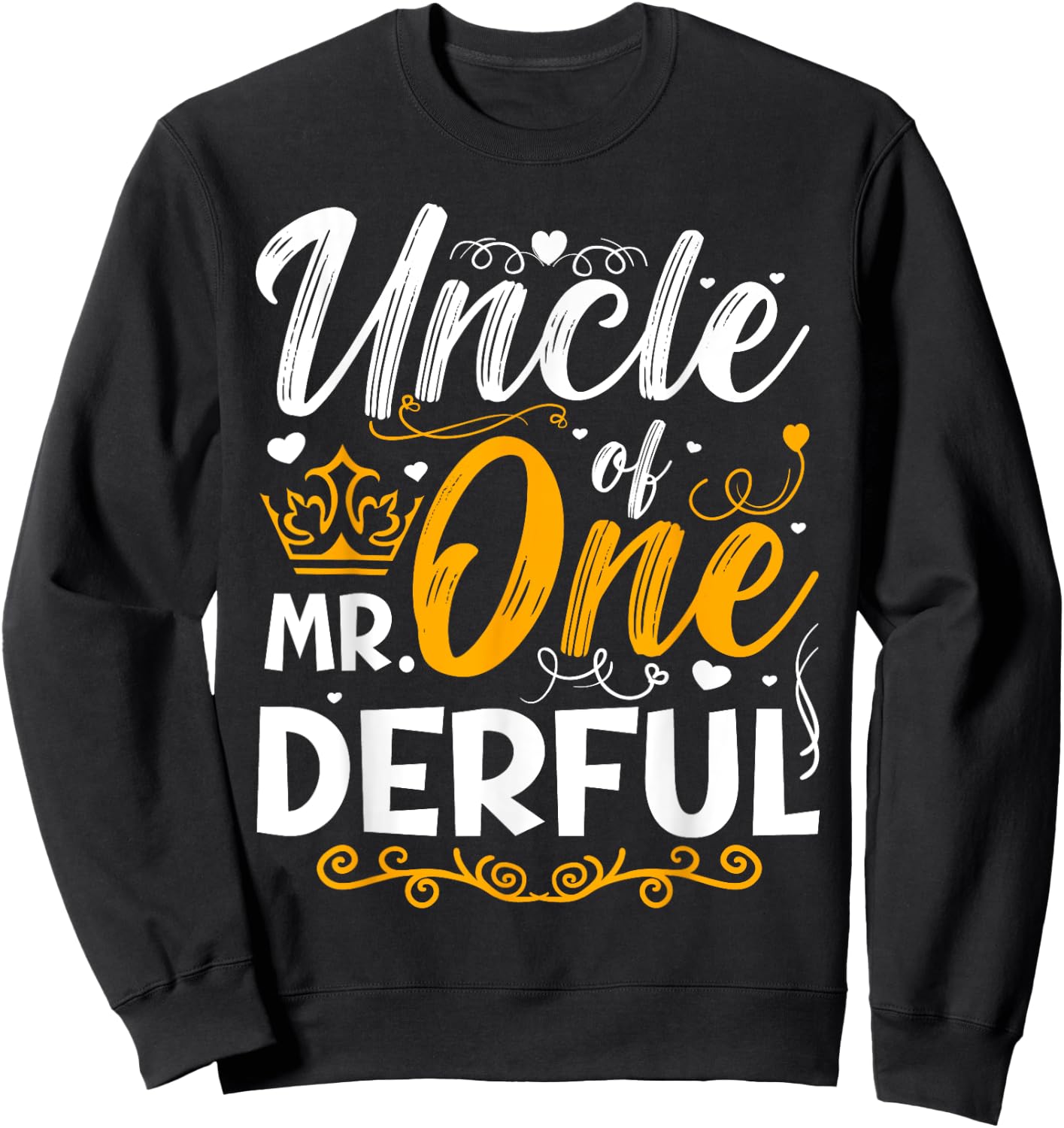 Uncle of Mr One Derful Party Matching Family 1st Birthday Sweatshirt - Sweatshirt | Black
