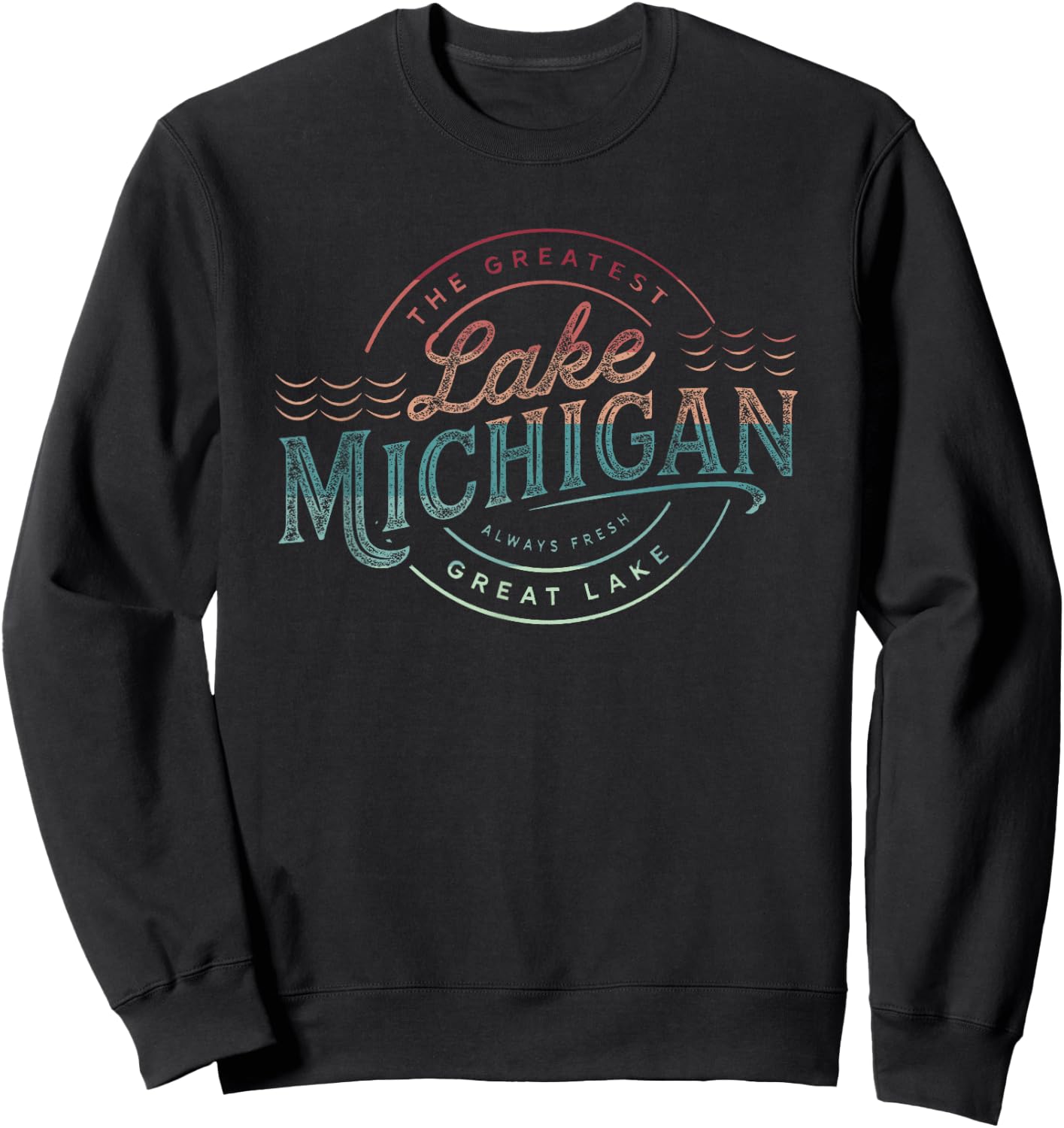Great Lakes Shirts and - Lake Michigan, Lake Life Theme for Adults, , Short Sleeve, Black, Small Sweatshirt - Sweatshirt | Black
