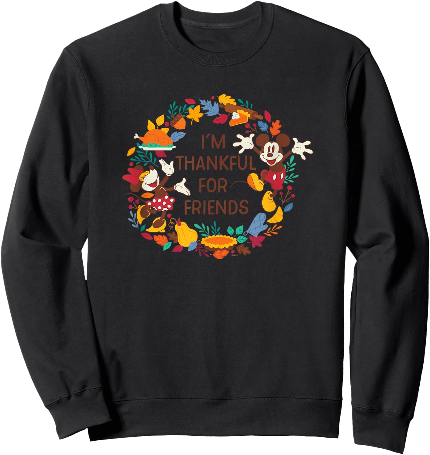 Disney Mickey & Minnie Mouse Thankful for Friends Autumn Sweatshirt - Sweatshirt | Black