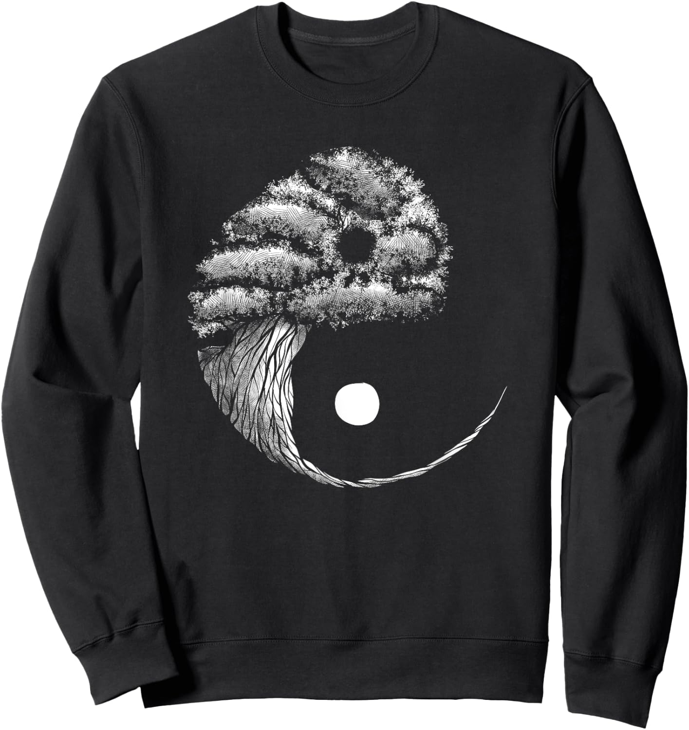 Cute Yin Yang Design Buddhist Men Women Bonsai Tree Lovers Sweatshirt - Sweatshirt | Black
