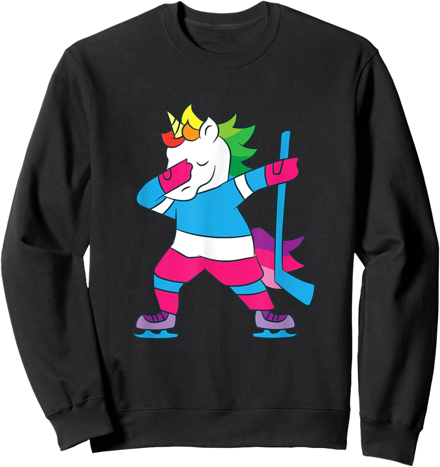 Dabbing Hockey Unicorn Ice Hockey Girls Unicorn Sweatshirt - Sweatshirt | Black