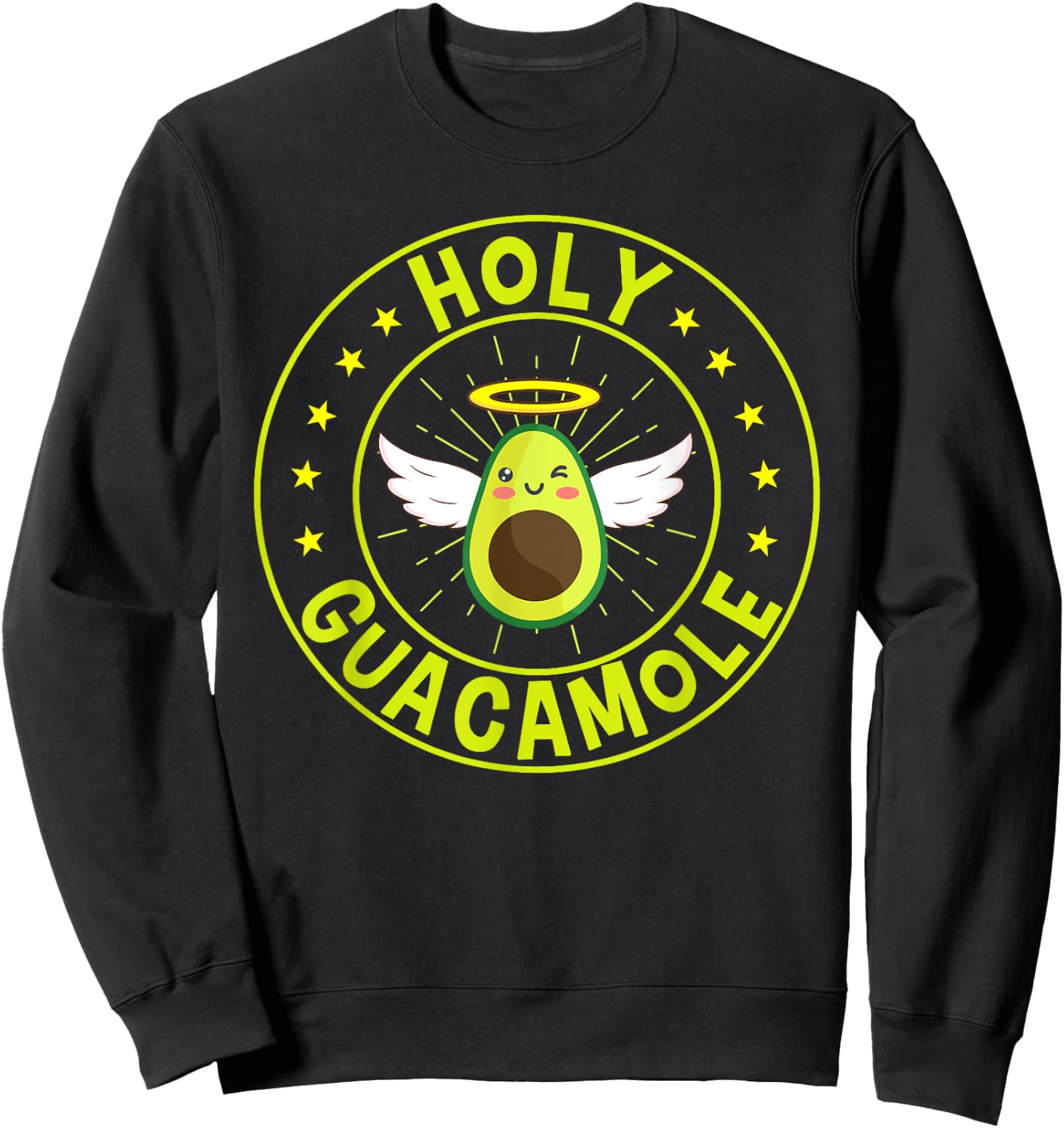 Funny Holy Guacamole Angel Mexican Food Avocado Sweatshirt - Sweatshirt | Black