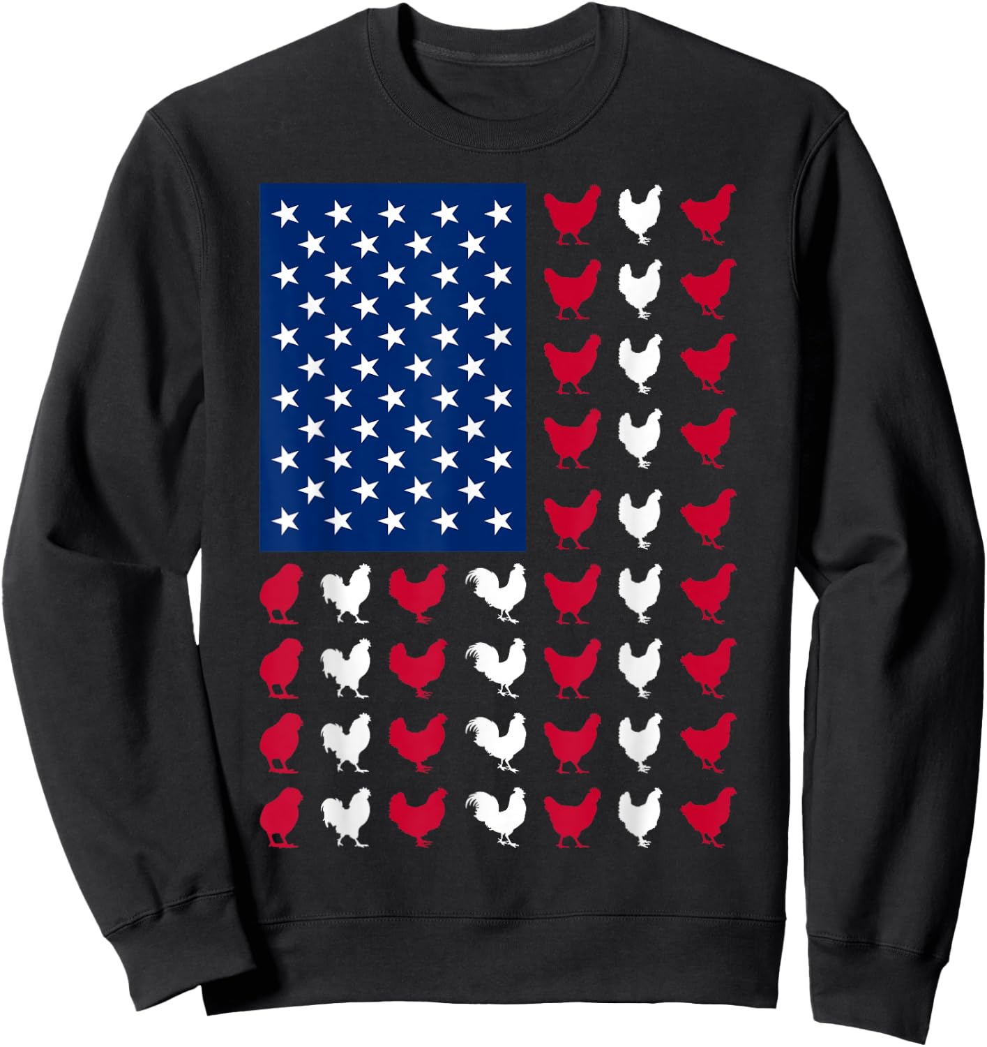4th of July Chicken Lovers Funny USA American Flag Patriotic Sweatshirt - Sweatshirt | Black