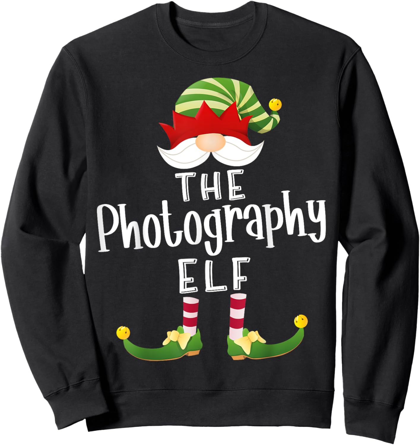 Photography Elf Group Christmas Funny Pajama Party Sweatshirt - Sweatshirt | Black