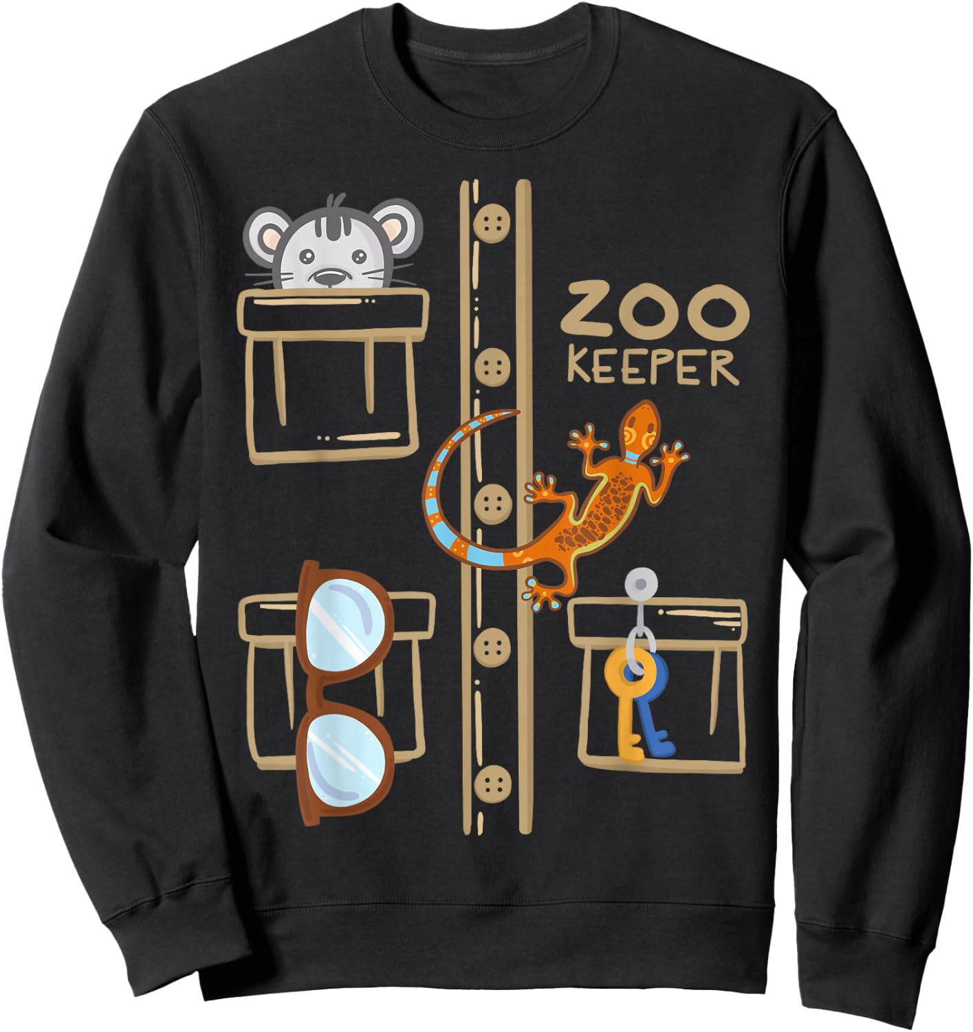 Zookeeper Costume Shirt - Halloween Jungle Explorer Sweatshirt - Sweatshirt | Black