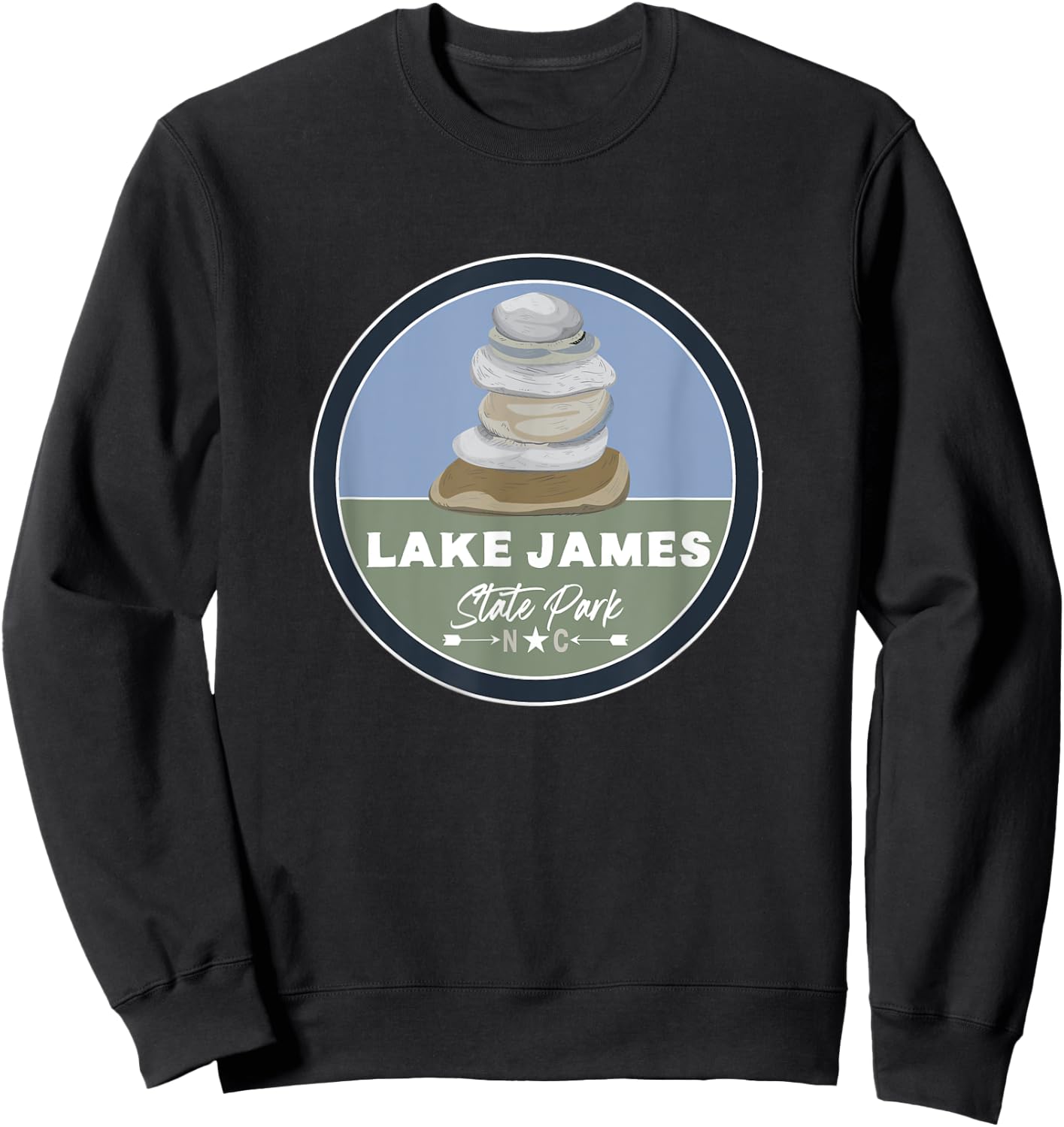Lake James State Park North Carolina NC Cairn Stone Stack Sweatshirt - Sweatshirt | Black