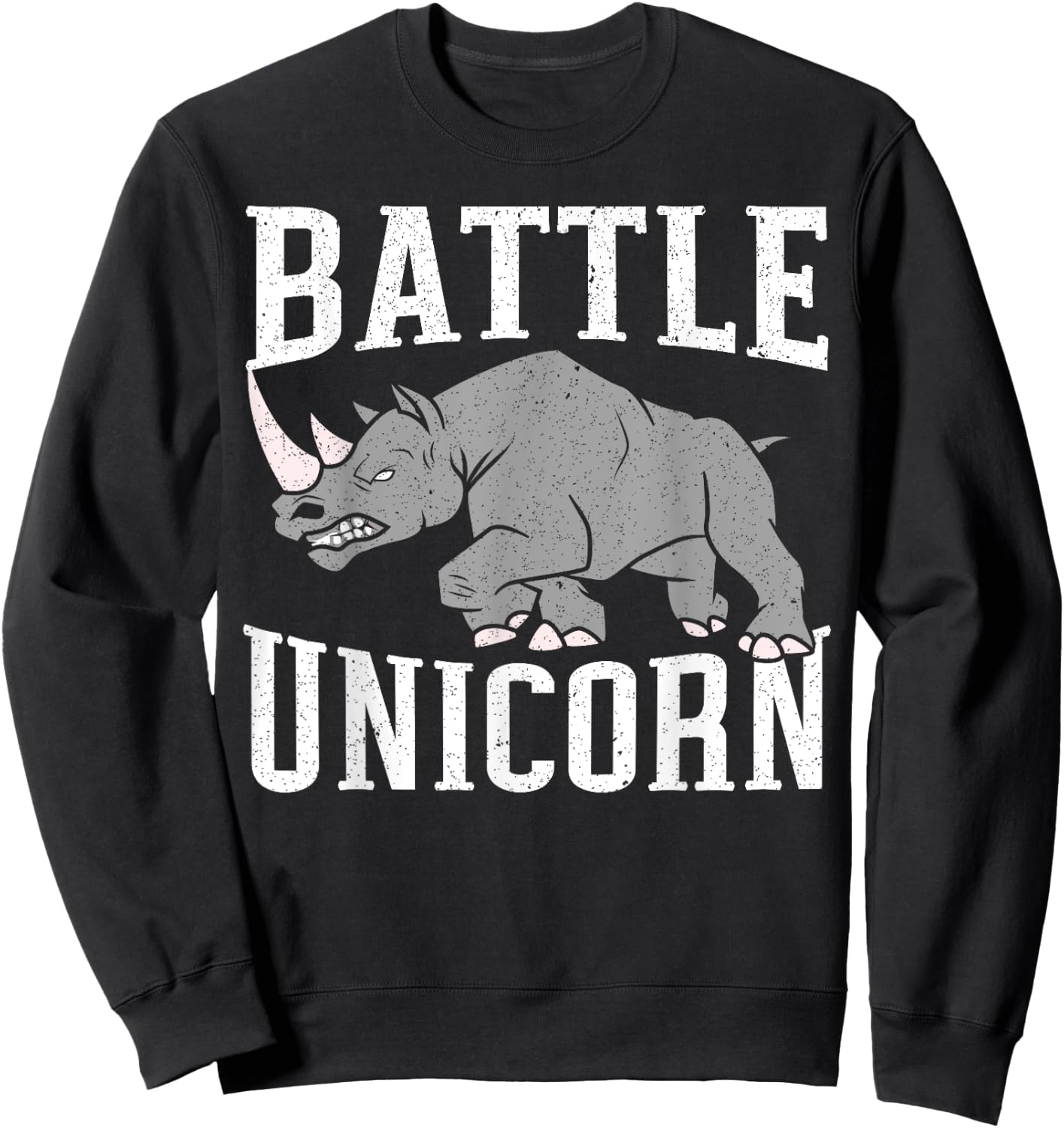 Battle Unicorn Rhinocerus Wildlife Animal Herbivore Rhino Sweatshirt - Sweatshirt | Black