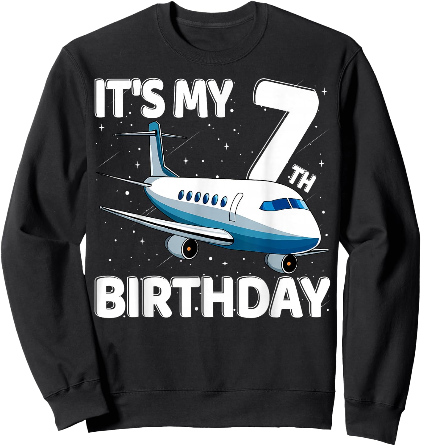 It's My 7th Birthday Airplane 7 year old Birthday Boy Girl Sweatshirt - Sweatshirt | Black