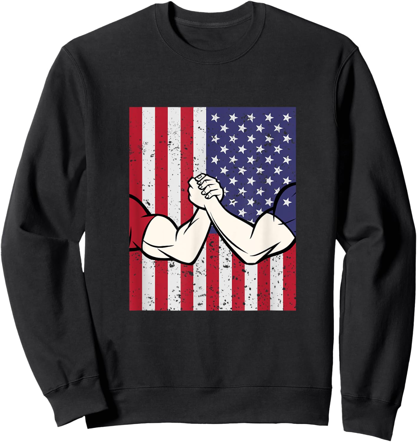 Arm Wrestling Shirt Patriotic Gifts Flag Sweatshirt - Sweatshirt | Black