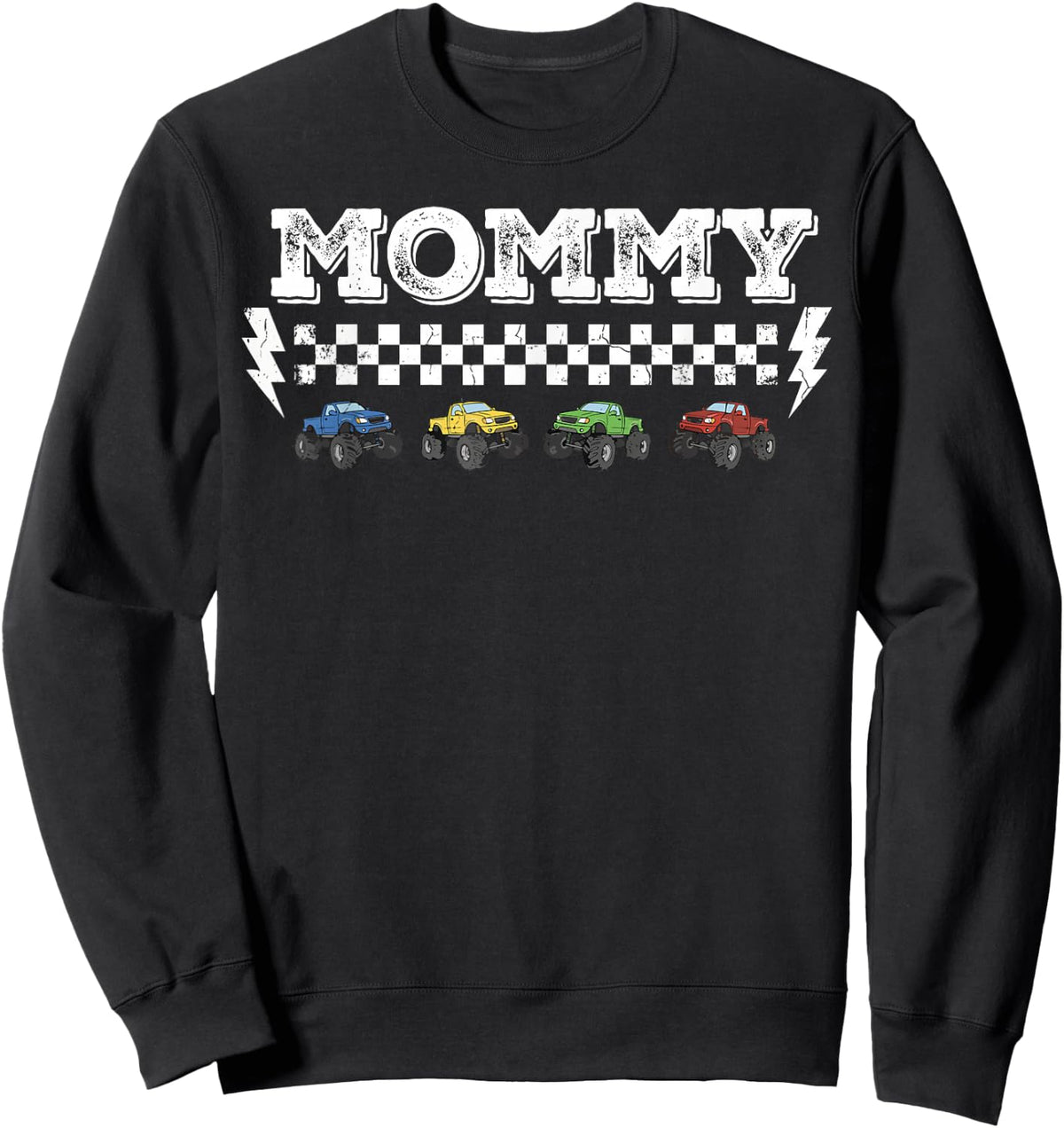 Mommy Monster Truck Matching Family Mommy Birthday Squad Sweatshirt - Sweatshirt | Black