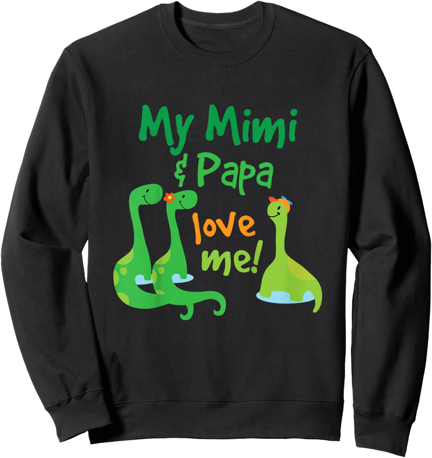 Kids My Mimi and Papa Love Me Dinosaur Grandson Sweatshirt - Sweatshirt | Black