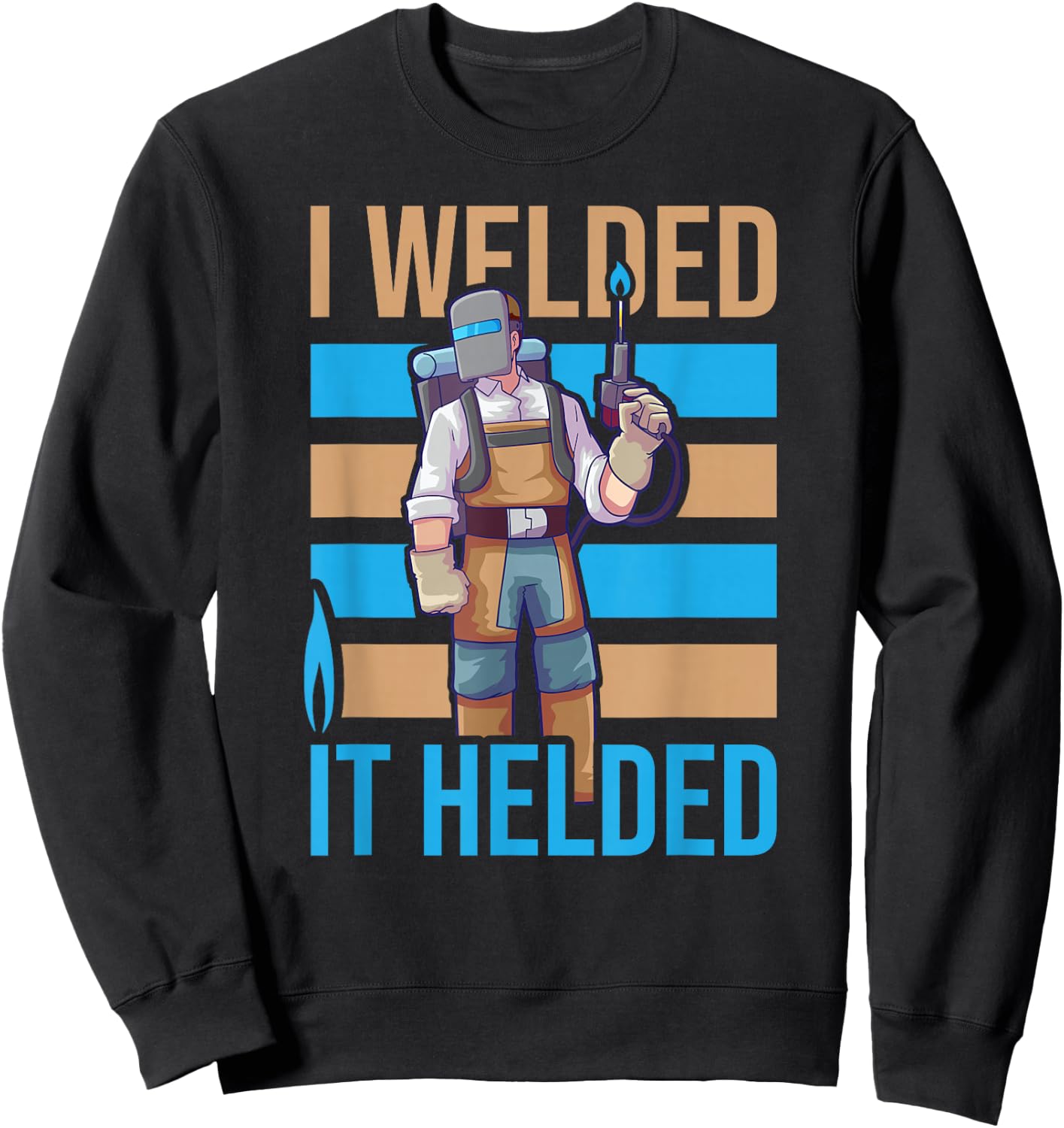 Welder Weld Designs for Ironworkers and Pipeliners Men's Black Cotton Polyester Casual Humorous Welding Themed Sweatshirt - Sweatshirt | Black