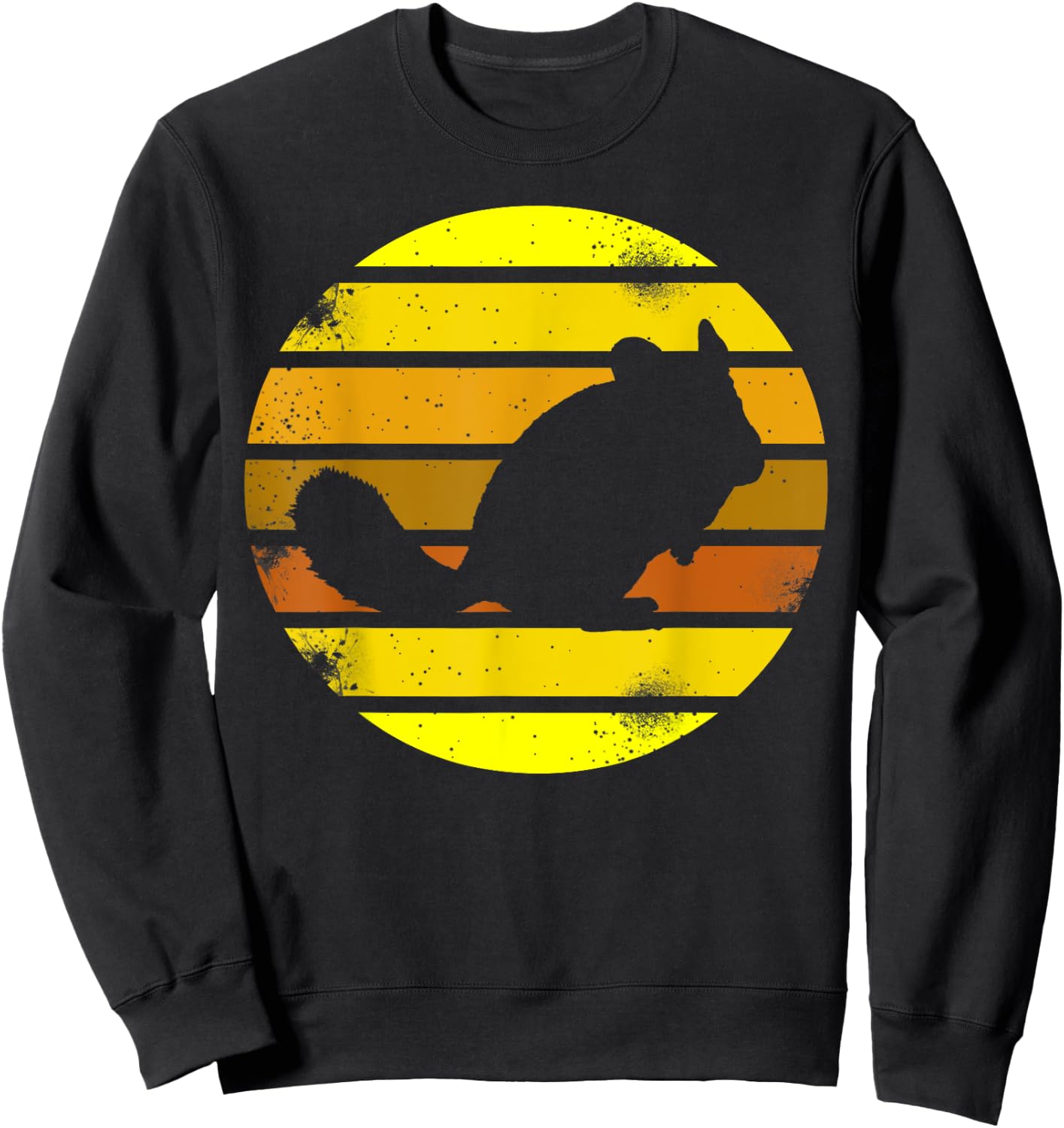 Retro Style Chinchilla Silhouette Vintage Sweatshirt - Sweatshirt | Black