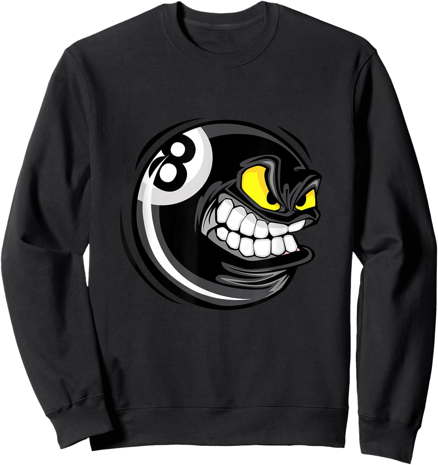 Enjoy Cool Pool Billiards Angry 8 Ball Graphic Designs Sweatshirt - Sweatshirt | Black