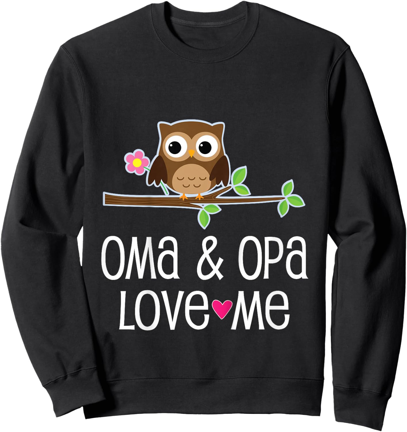 Kids Oma and Opa Love Me Granddaughter Owl Sweatshirt - Sweatshirt | Black