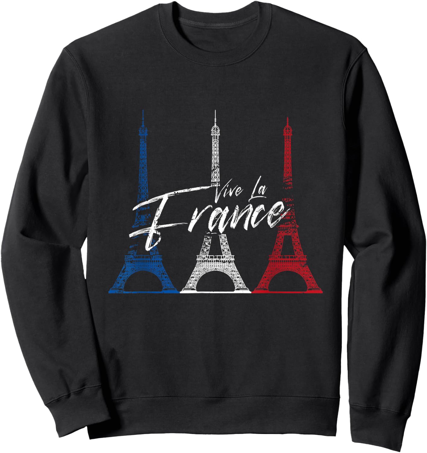 Vintage Retro Vive La France Eiffel Tower Men Women Sweatshirt - Sweatshirt | Black