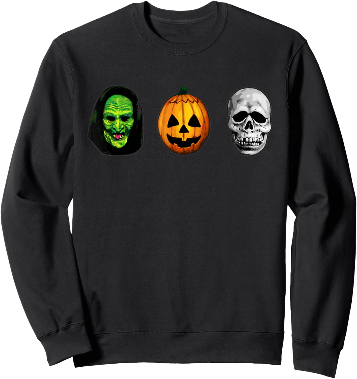 Halloween 3 masks witch pumpkin and skull Funny Gifts Sweatshirt - Sweatshirt | Black