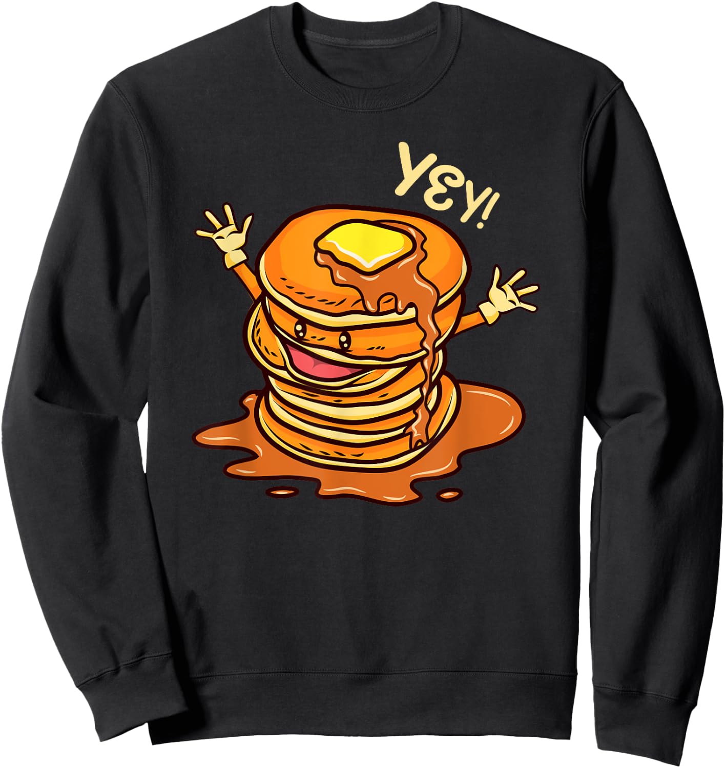 Funny Stack of Pancakes And Pajamas Cute Kawaii Pancakes Sweatshirt - Sweatshirt | Black