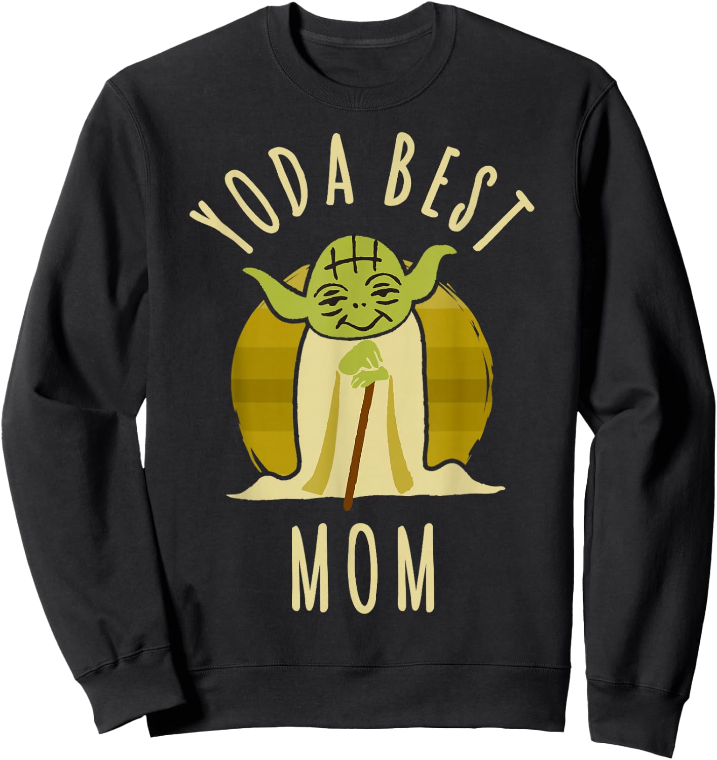 Star Wars Yoda Best Mom Cartoon Yoda Sweatshirt - Sweatshirt | Black
