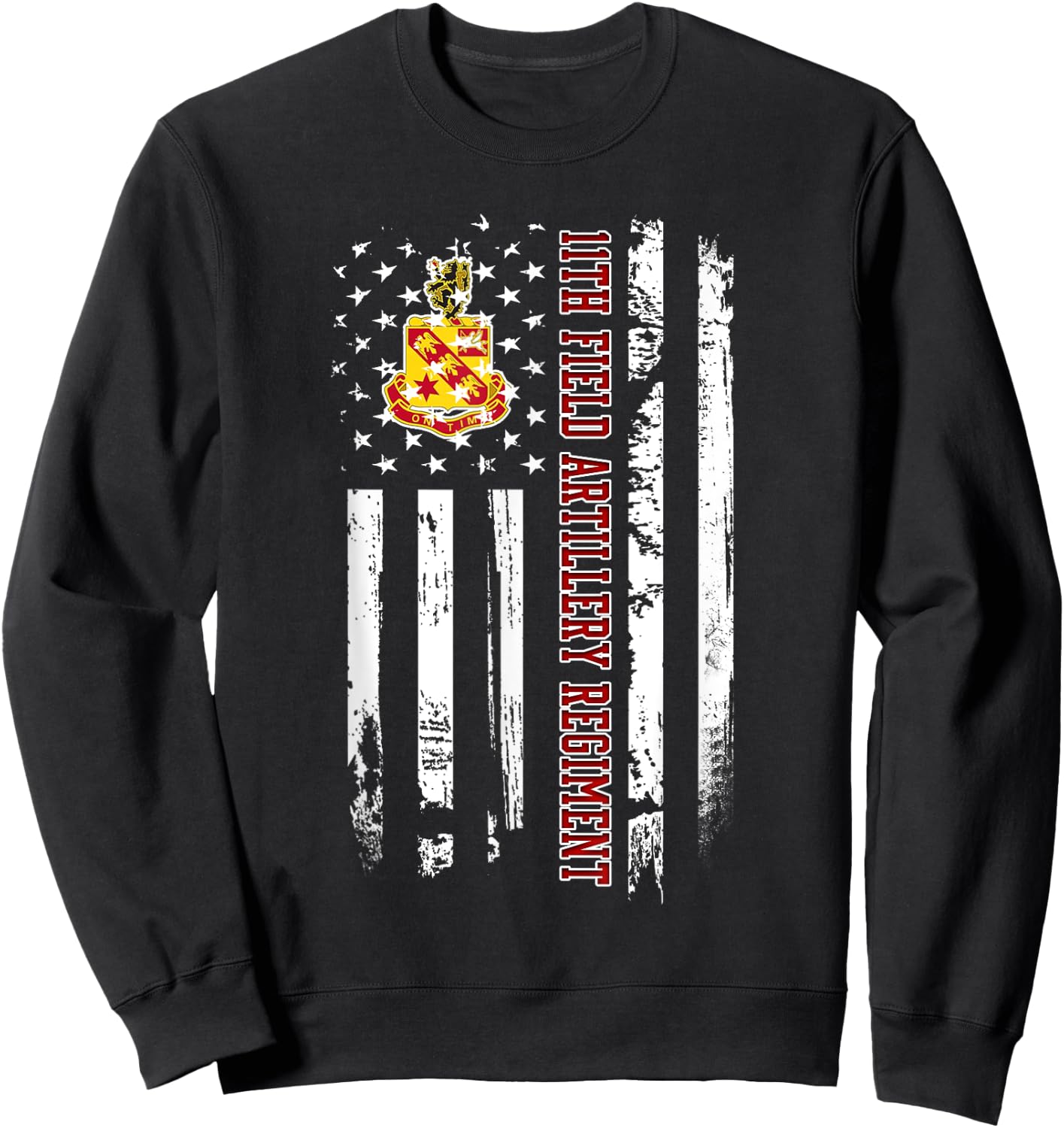 11th Field Artillery Regiment Veteran USA Flag Veterans Xmas Sweatshirt - Sweatshirt | Black