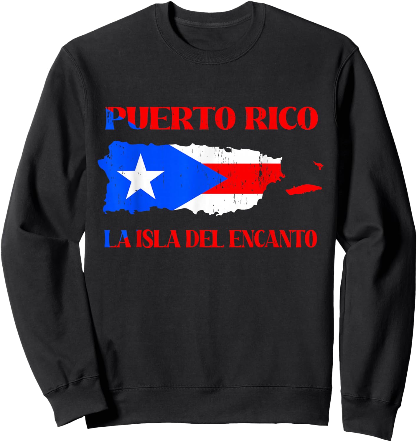 Puerto Rico La Isla Del Encanto Flag Vintage Sweatshirt - Sweatshirt | Black