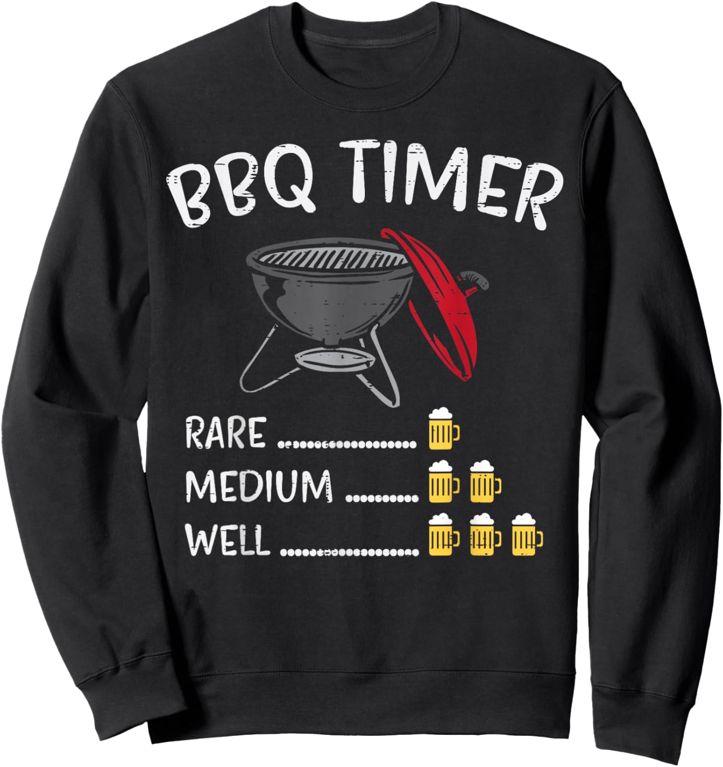 BBQ Timer Beer Funny Barbecue Grill Grilling Drinking Gift Sweatshirt - Sweatshirt | Black