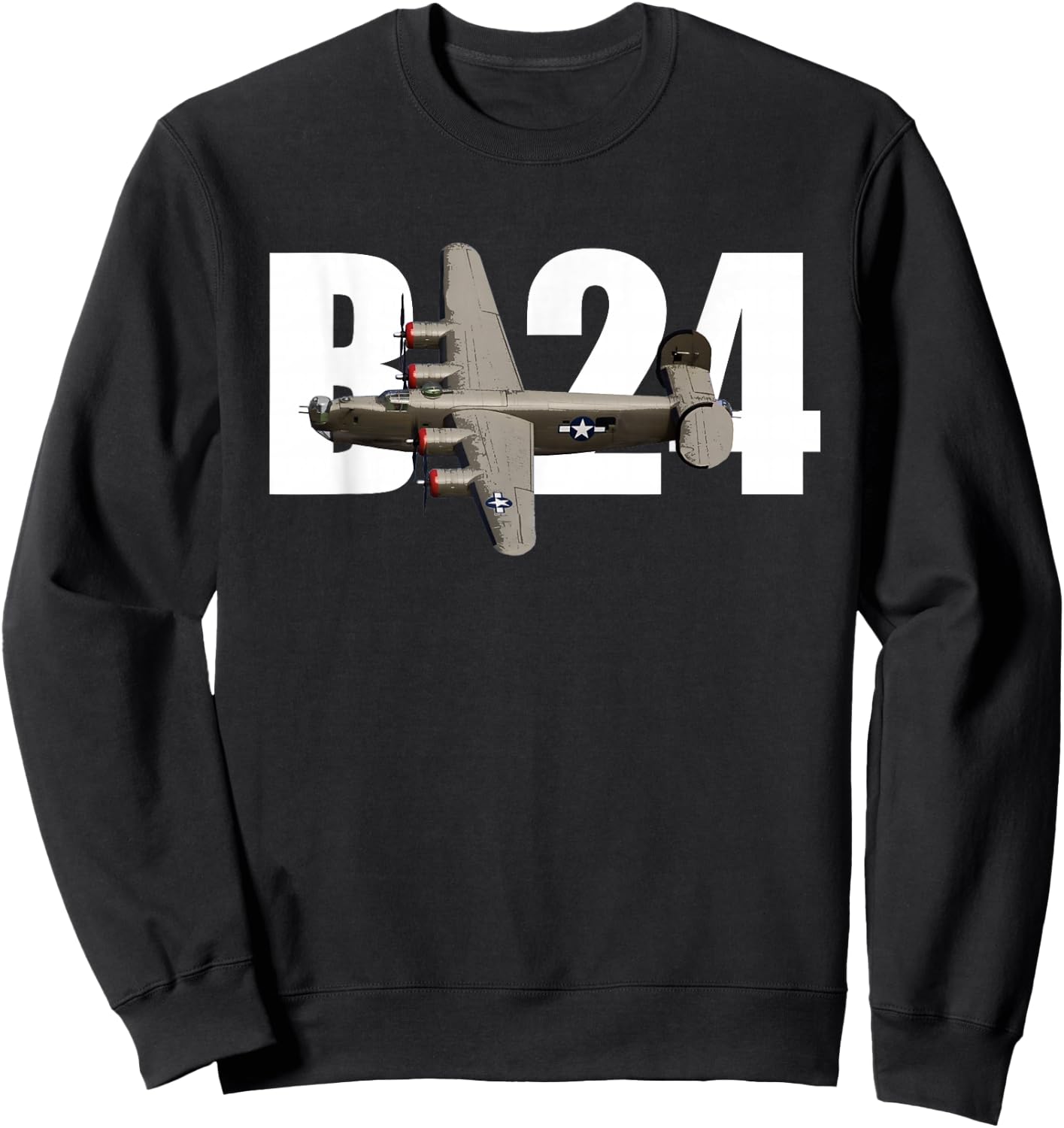 B-24 B24 Liberator WW2 Bomber Plane Pilot T shirt Sweatshirt - Sweatshirt | Black